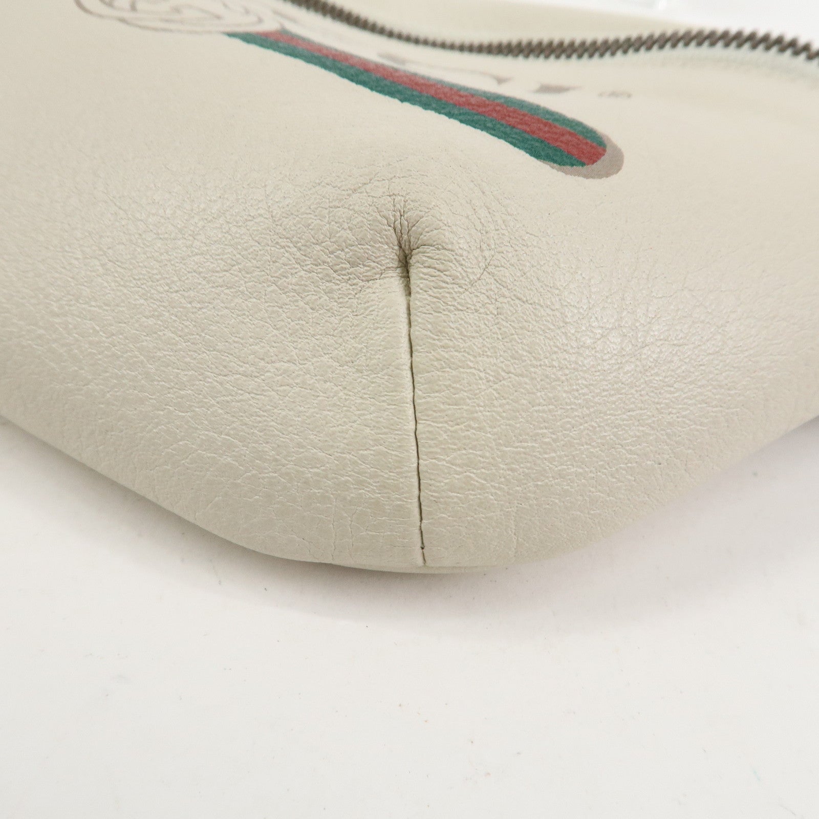 GUCCI Sherry Leather Waist Pouch Body Bag White 527792