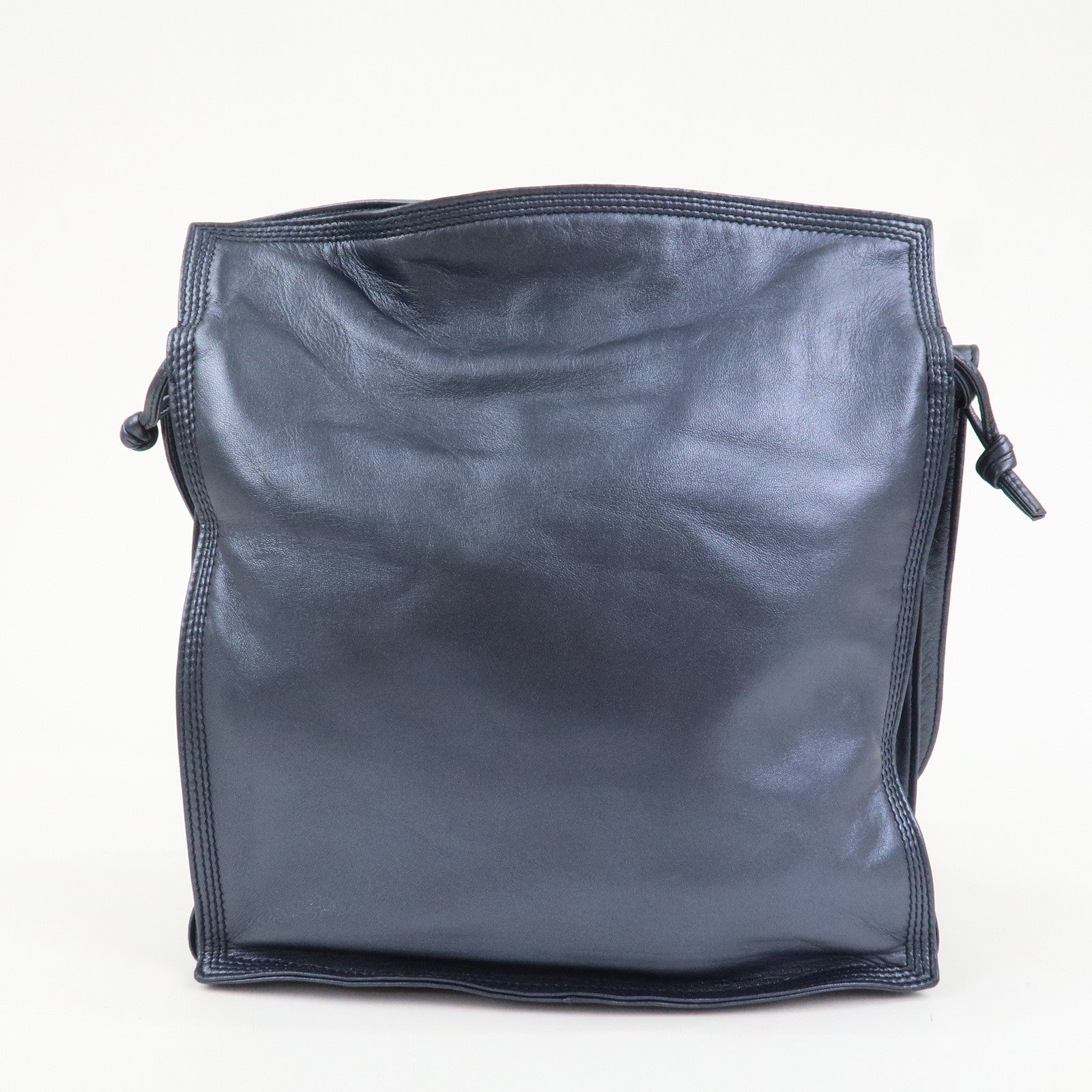 LOEWE Anagram Leather Shoulder Bag Hand Bag Metallic Blue