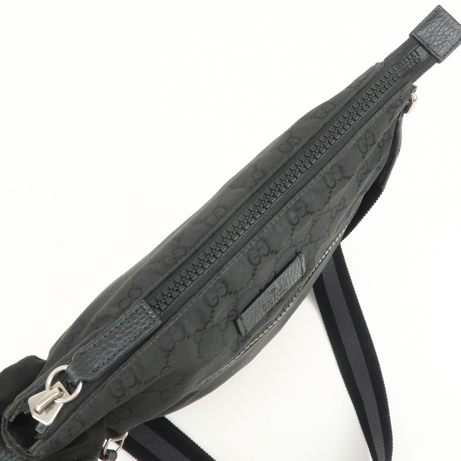 GUCCI Sherry GG Nylon Leather Shoulder Bag Black 509639