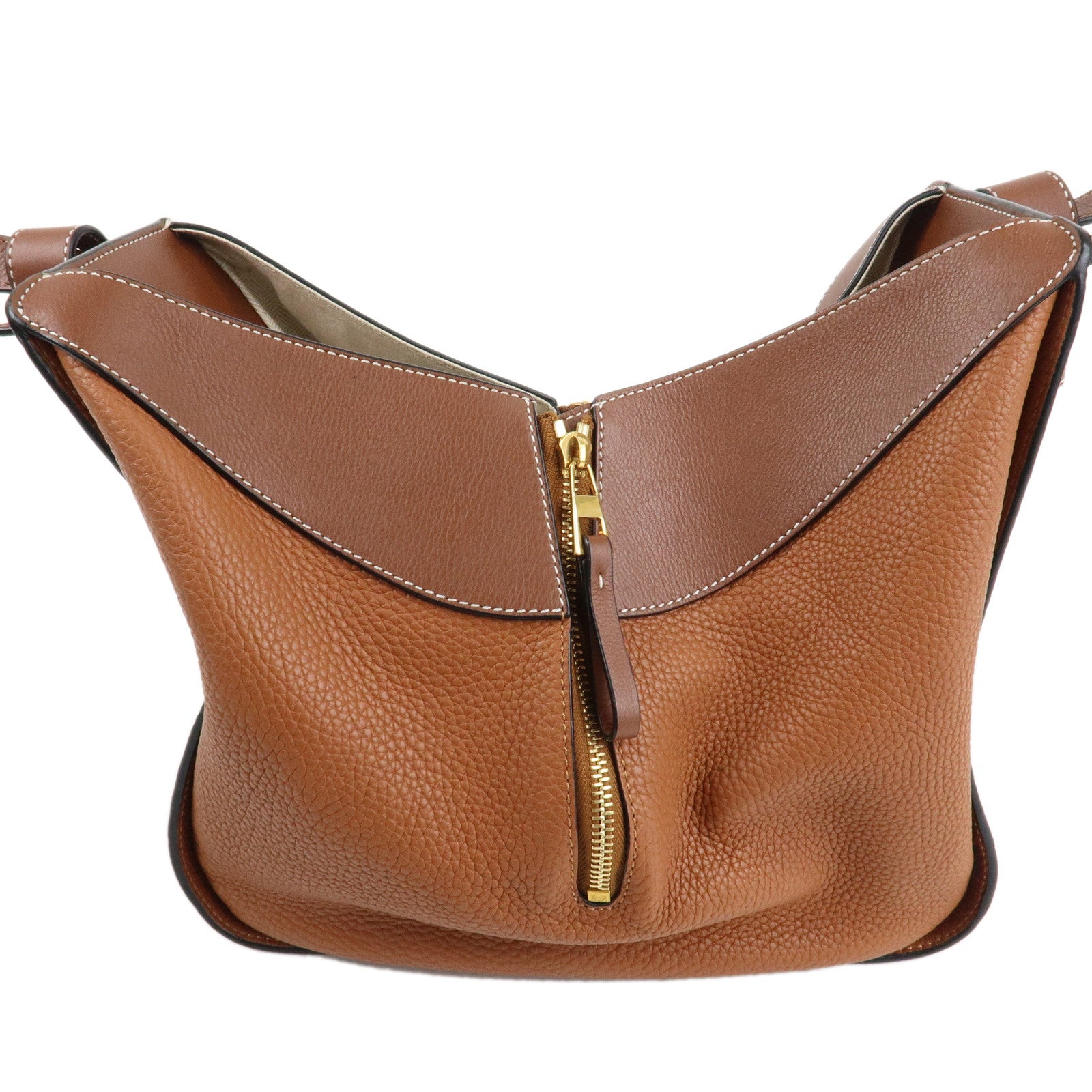 LOEWE Leather Hammock Small Shoulder Bag Brown Gold Hardware Used