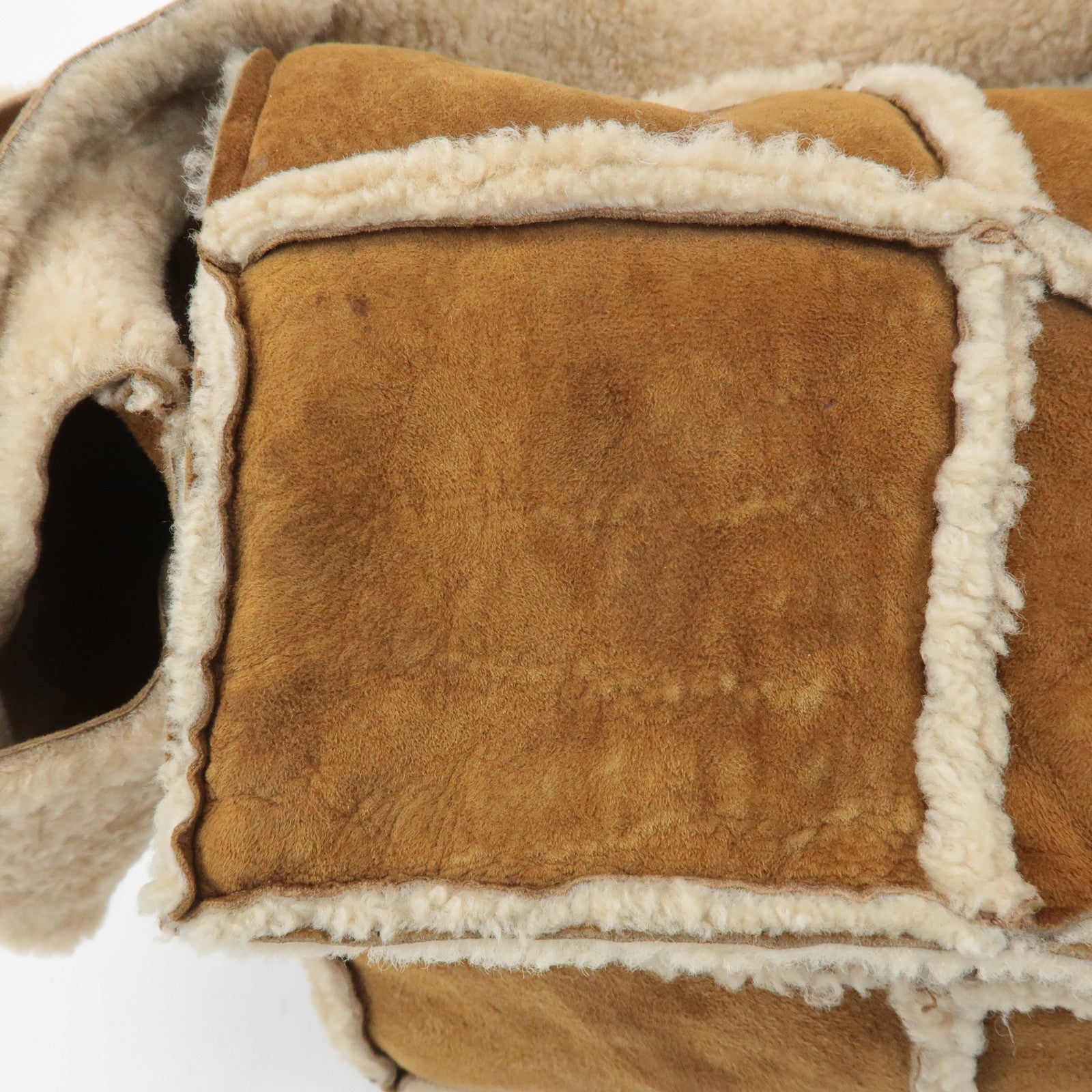 CHANEL Chocolate Bar Suede Mouton Shoulder Bag Hand Bag Brown Used