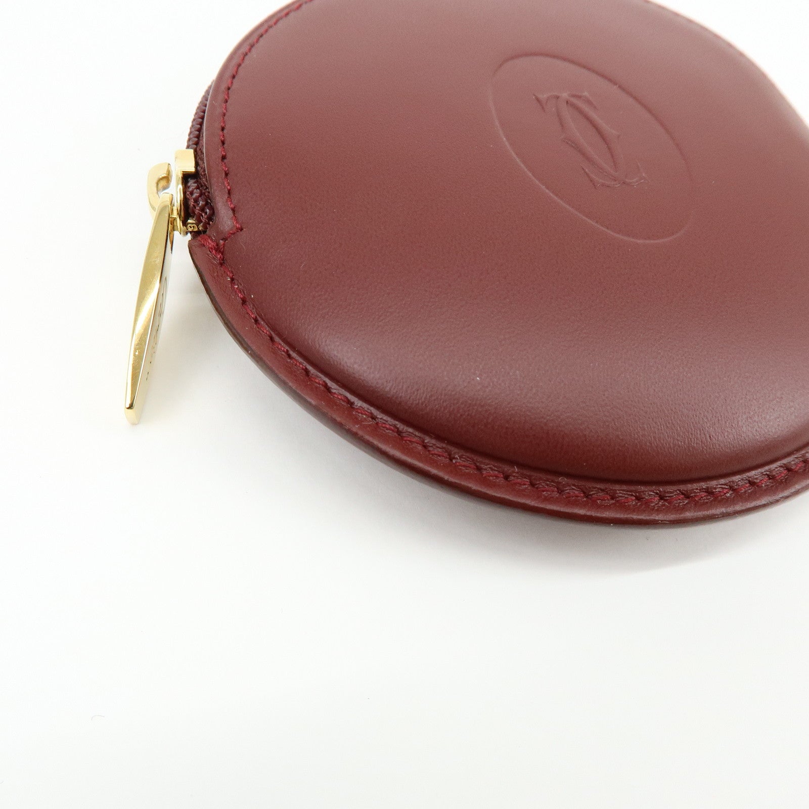 Cartier Must de Cartier Calf Skin Leather Coin Case Bordeaux