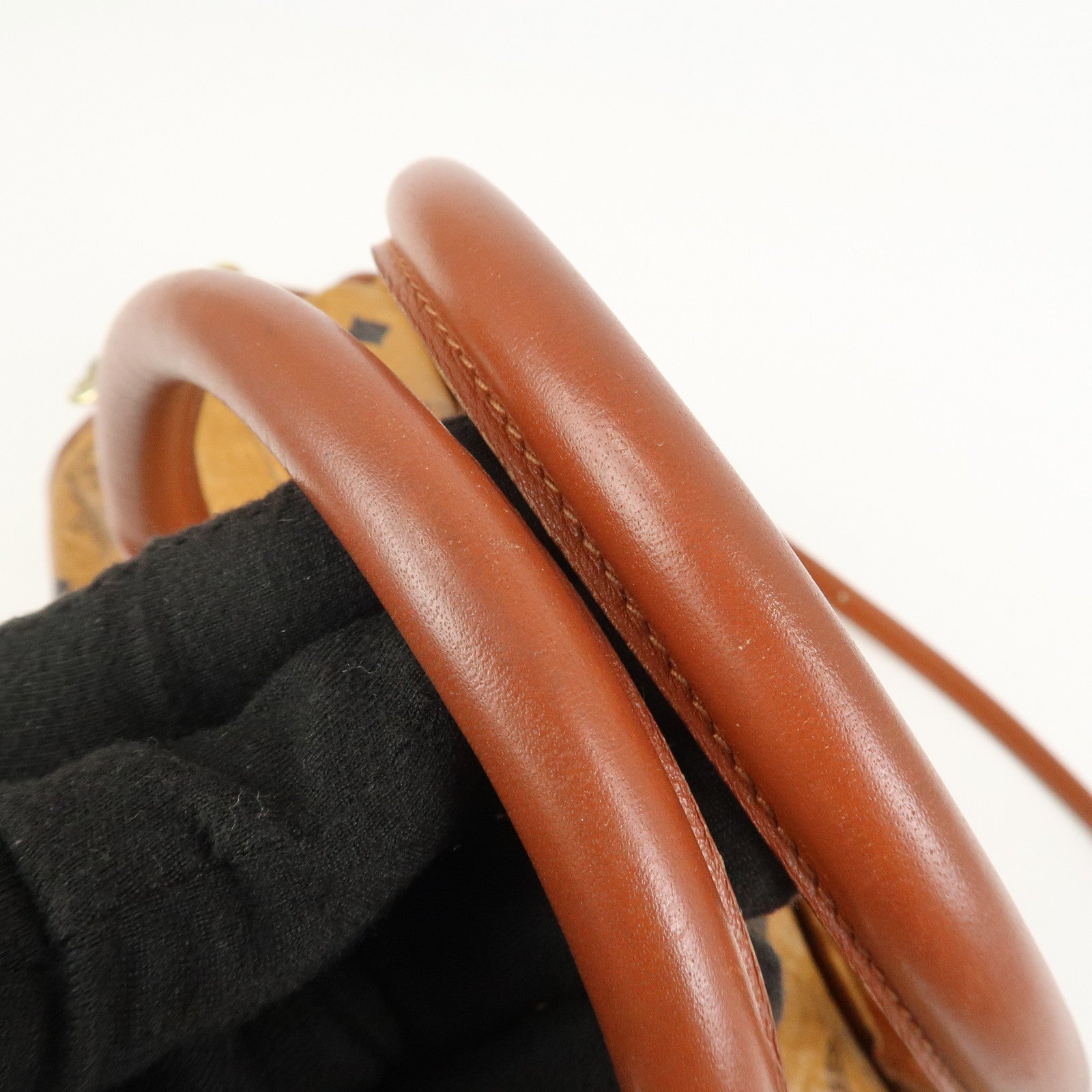 MCM Visetos Leather 2WAY Bag Hand Bag Shoulder Bag Brown