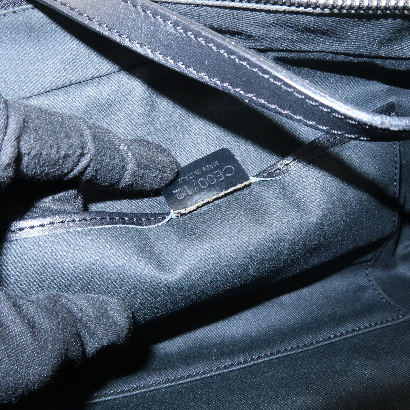 CELINE C Macadam Canvas Leather Mini Boston Bag Black