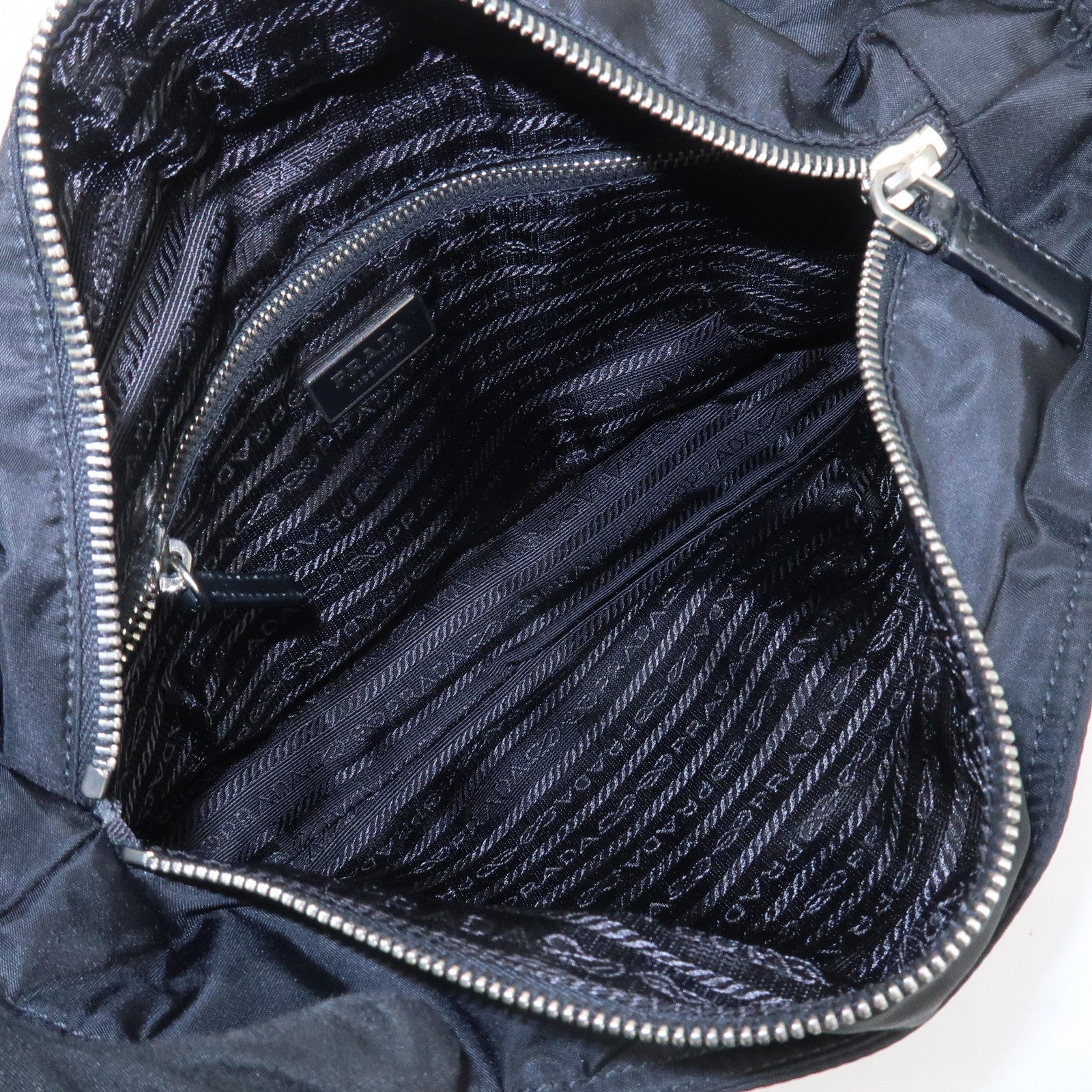 PRADA Triangle Logo Nylon Tote Bag Shoulder Bag Black