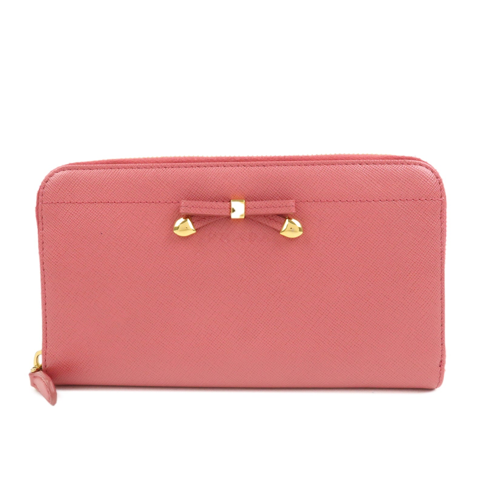 PRADA Logo Saffiano Leather Zippy Long Wallet Pink 1M0506
