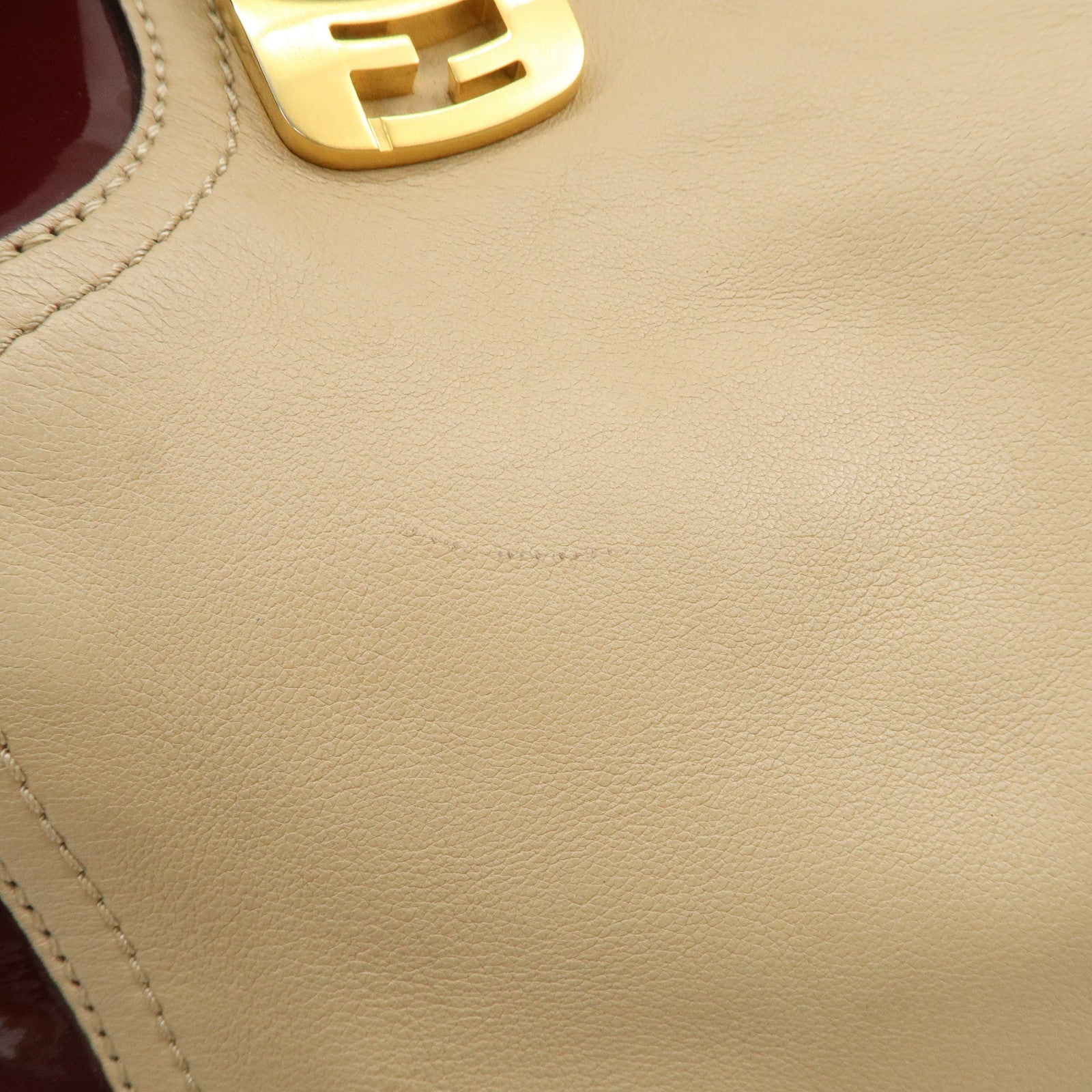 FENDI Chameleon Leather Enamel 2WAY Bag Beige Bordeaux 8BL114