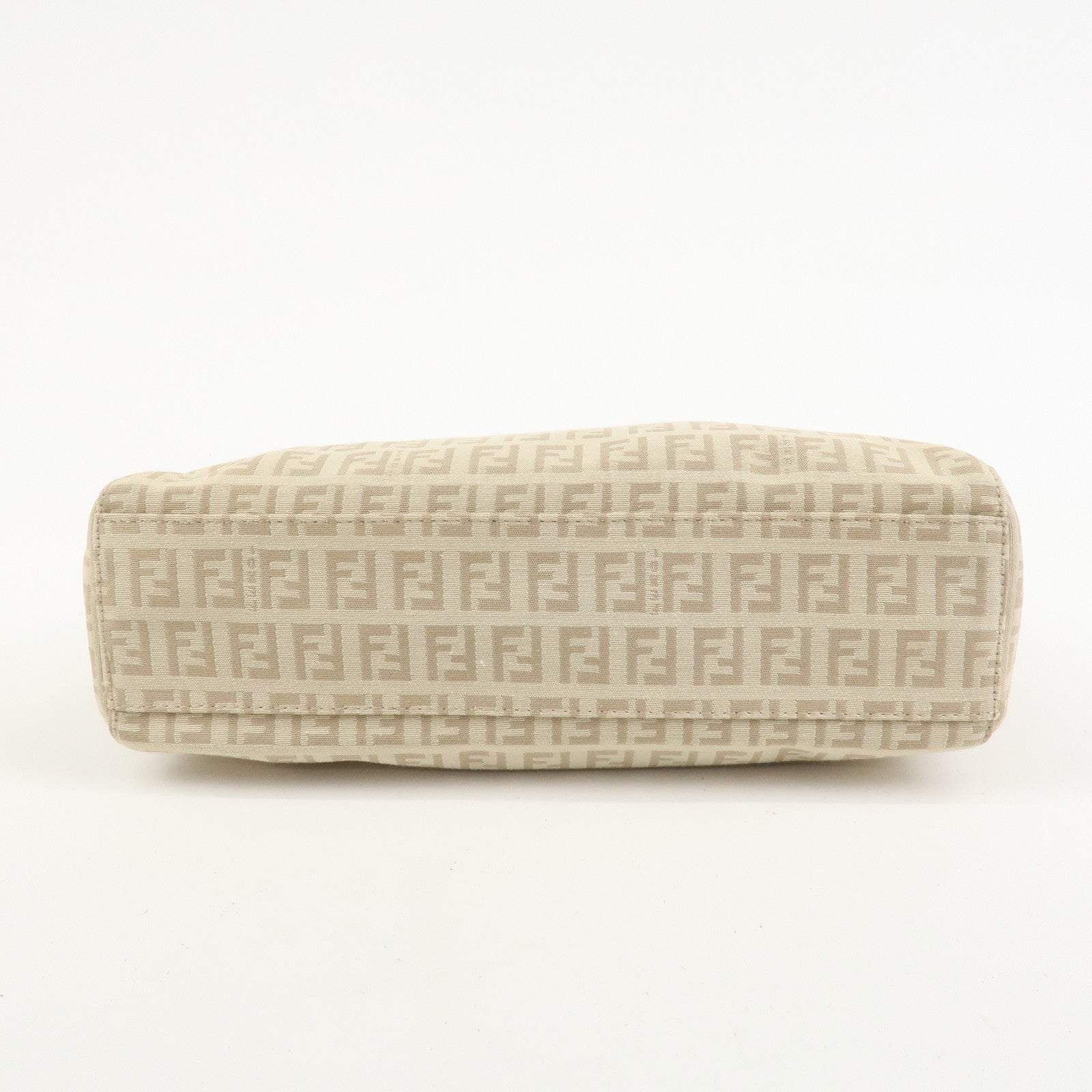 FENDI Zucchino Canvas Leather Tote Bag Hand Bag Beige 8BH072
