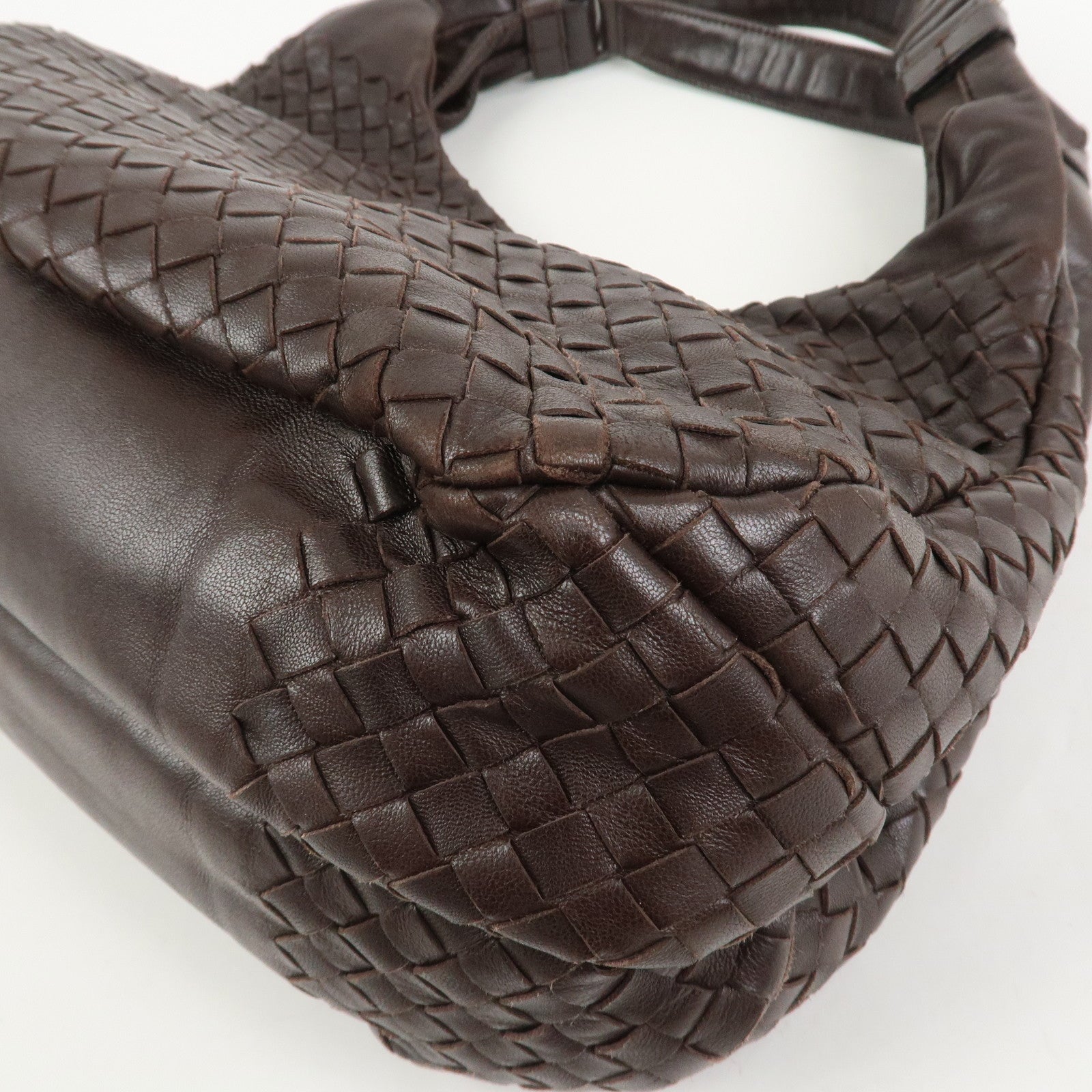 BOTTEGA VENETA Intrecciato Campana Shoulder Bag Brown 125787