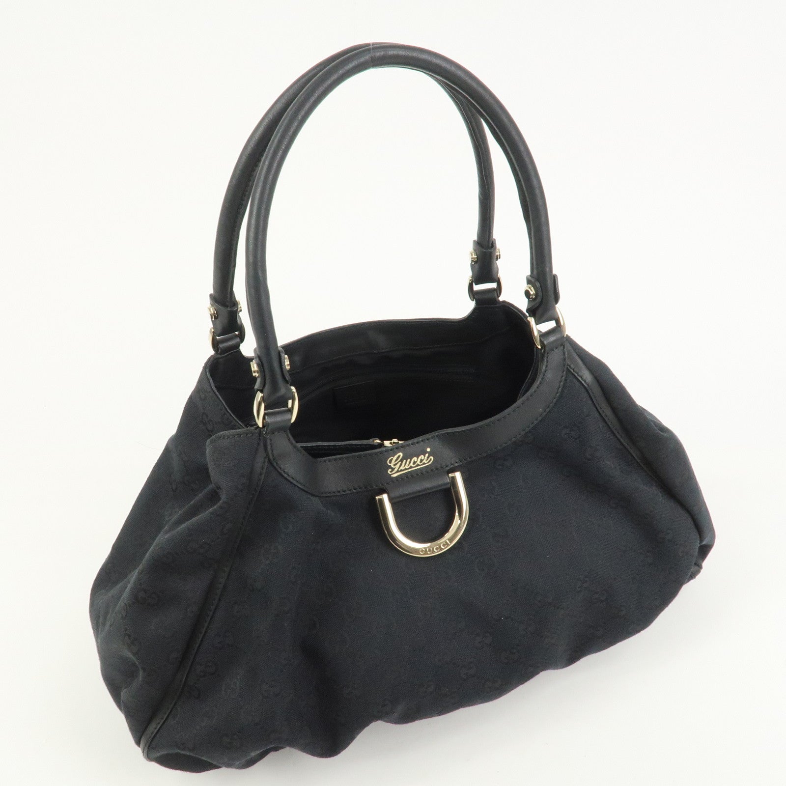 GUCCI Abbey GG Canvas Leather Shoulder Bag Hand Bag Black 189835