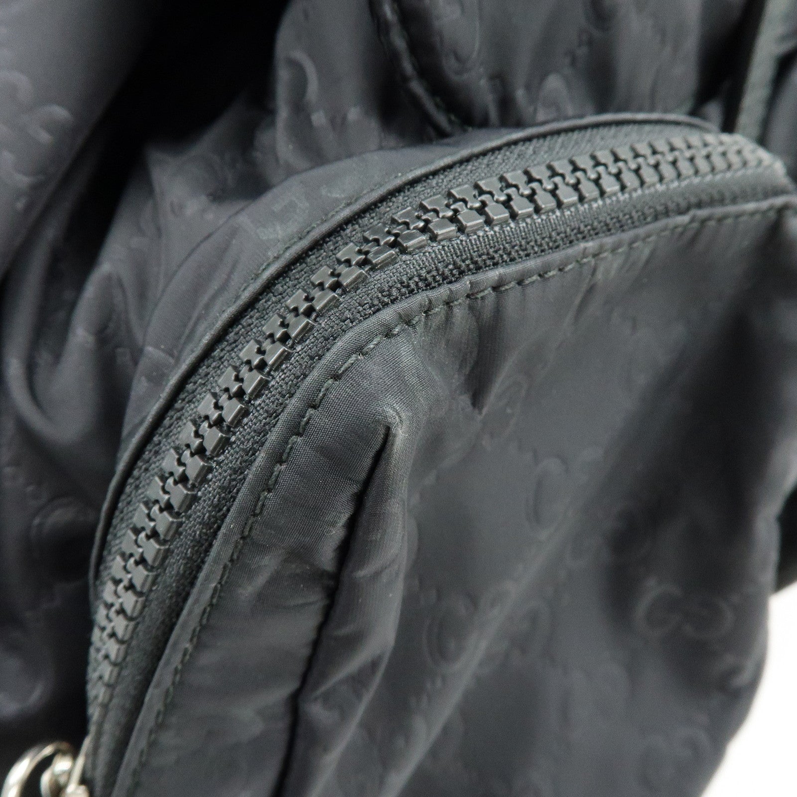 GUCCI GG Nylon Leather Backpack Ruck Sack Black 406361