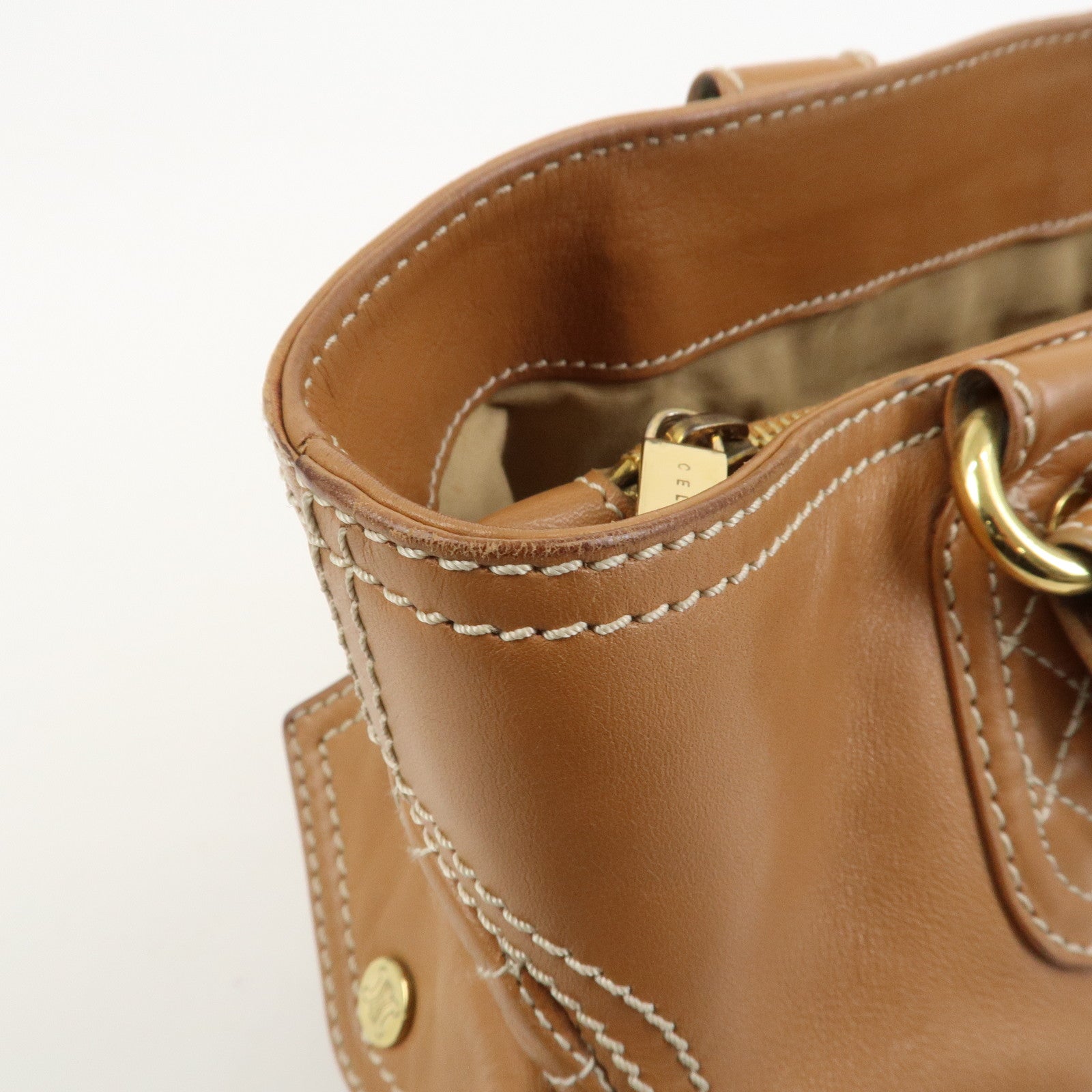 CELINE Macadam Leather Boogie Bag Hand Bag Tote Bag Brown