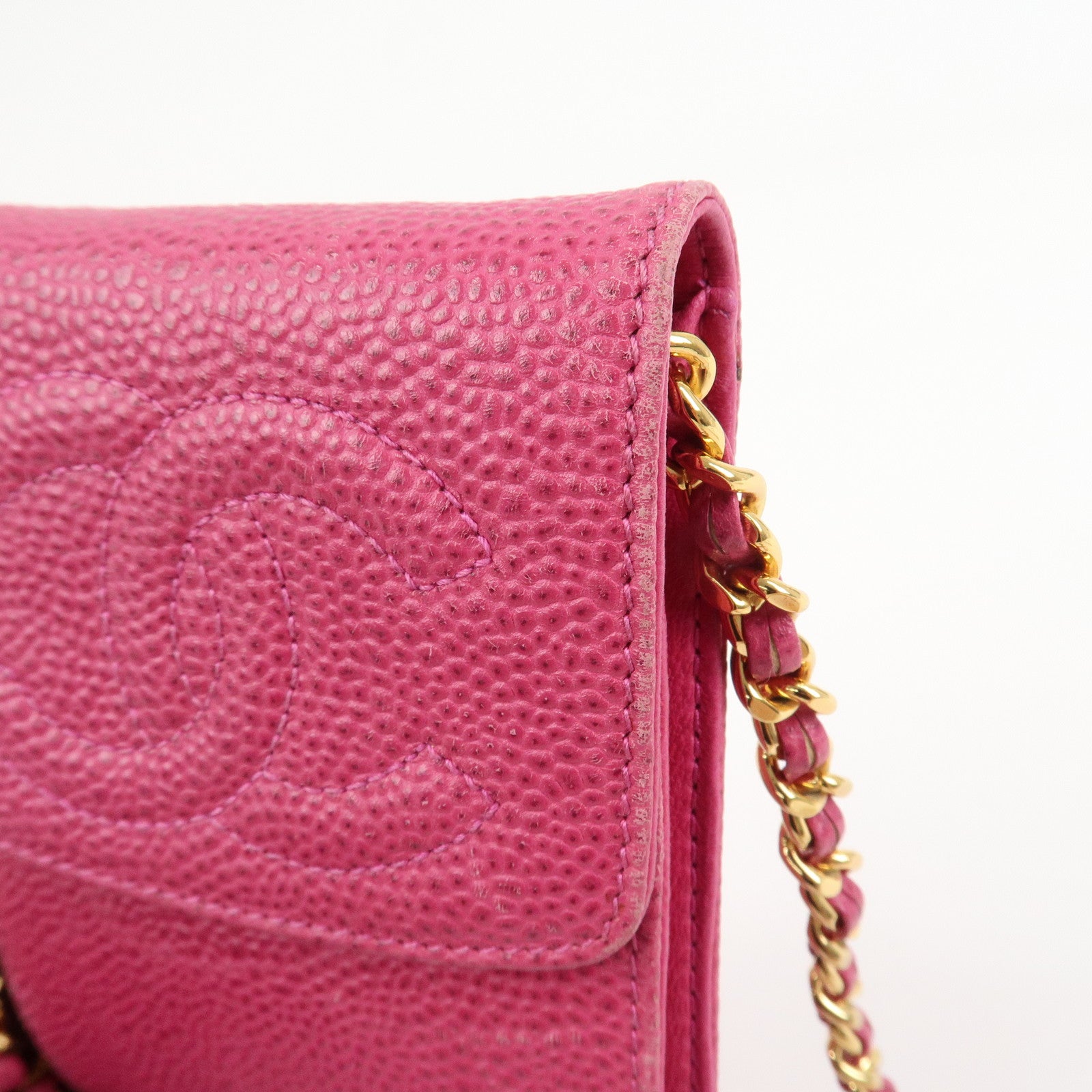CHANEL COCO Mark Caviarskin Small Shoulder Bag Phone Bag Pink Gold