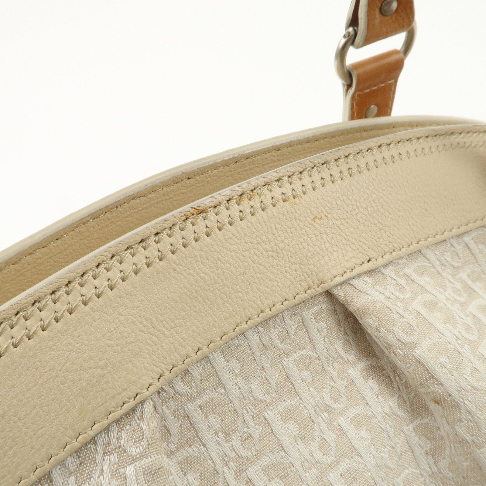 Christian Dior Trotter Canvas Leather Shoulder Bag Brown Ivory