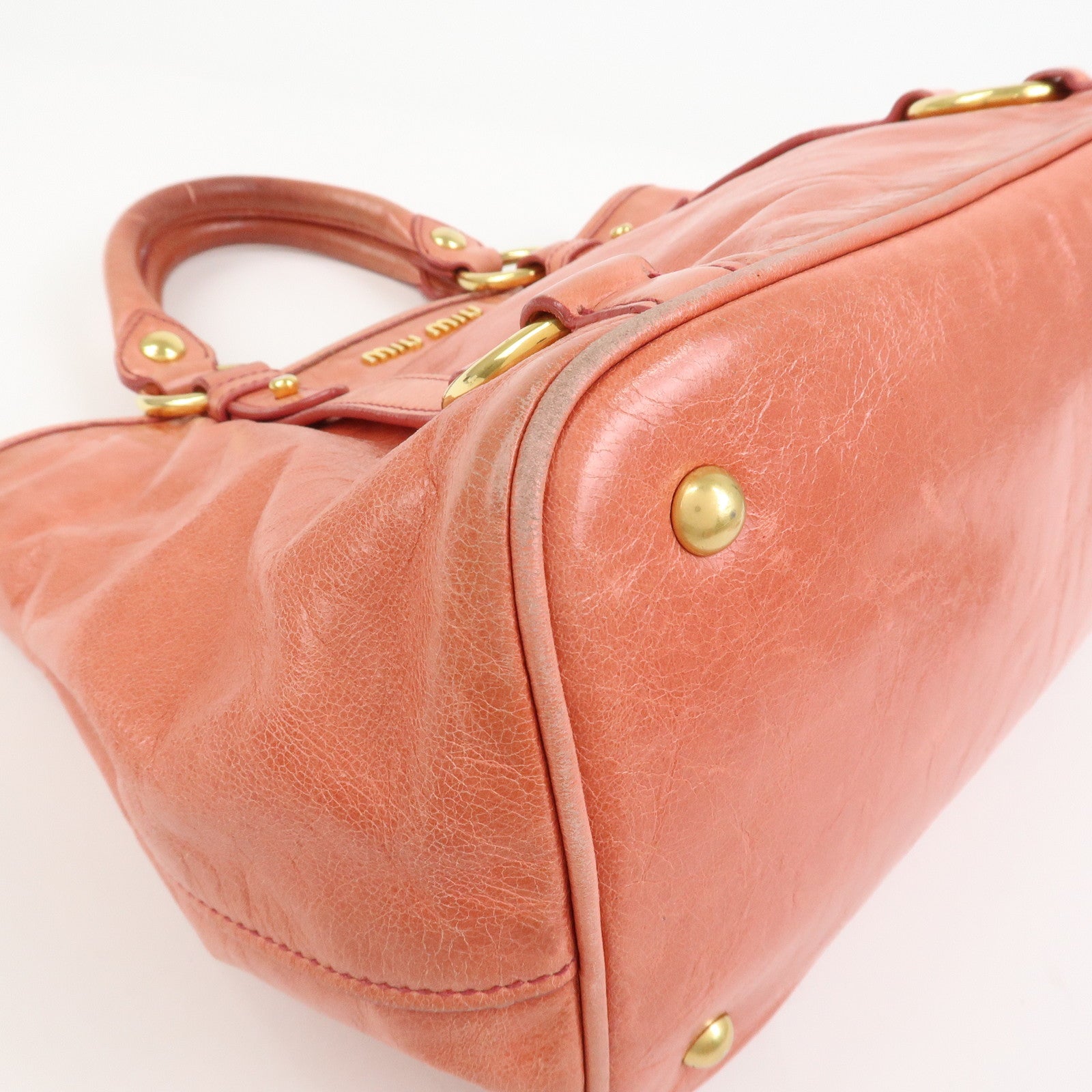 MIU MIU Leather 2Way Bag Hand Bag Shoulder Bag Crossbody Bag Pink