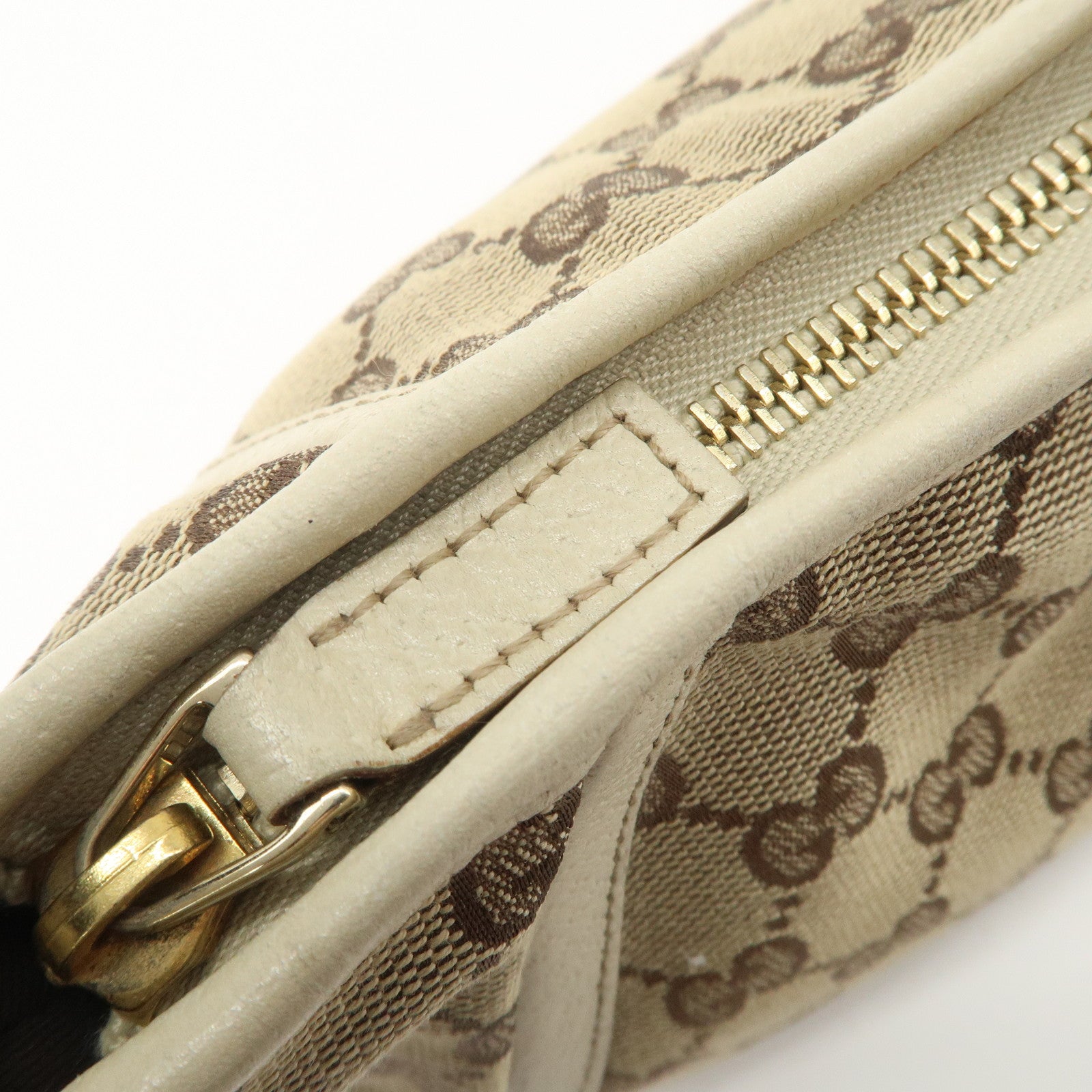 GUCCI Abbey GG Canvas Leather Shoulder Bag Beige Ivory Gold HDW 130939 Used