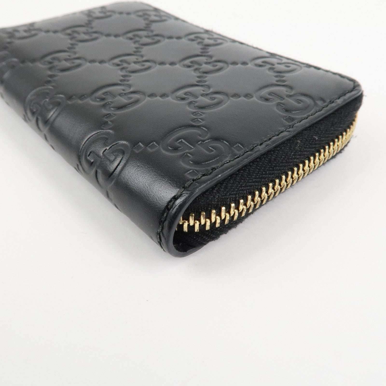 GUCCI Guccissima Leather Card Case Card Holder Black 447939 Used