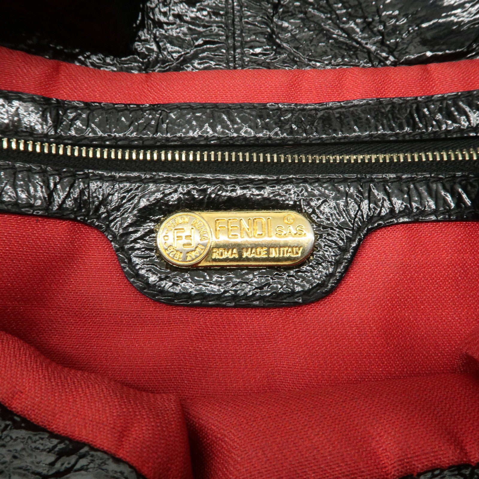 FENDI Mamma Baguette Leather Shoulder Bag Hand Bag Black