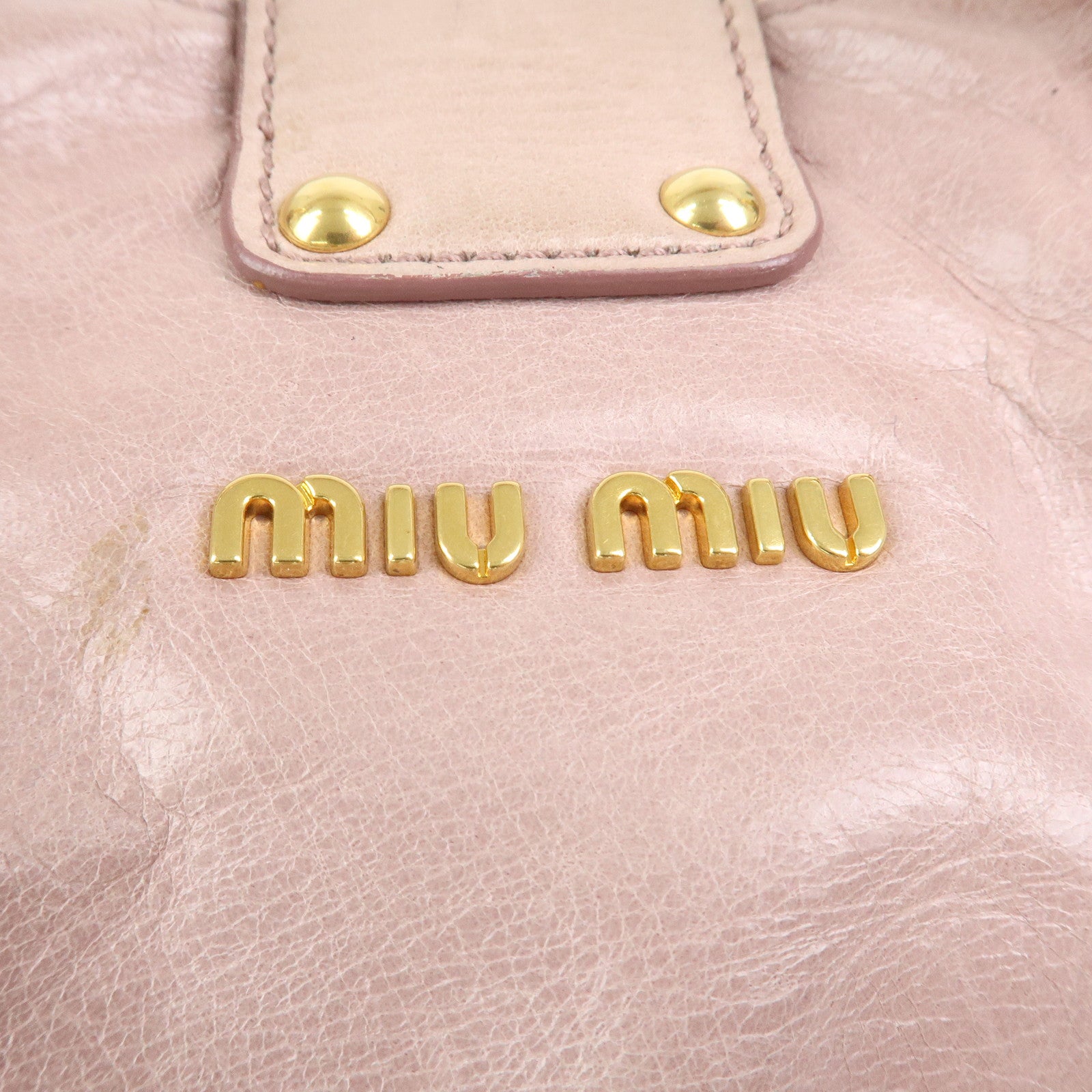 MIU MIU Leather Side Ribbon 2Way Hand Shoulder Bag Pink RN0686