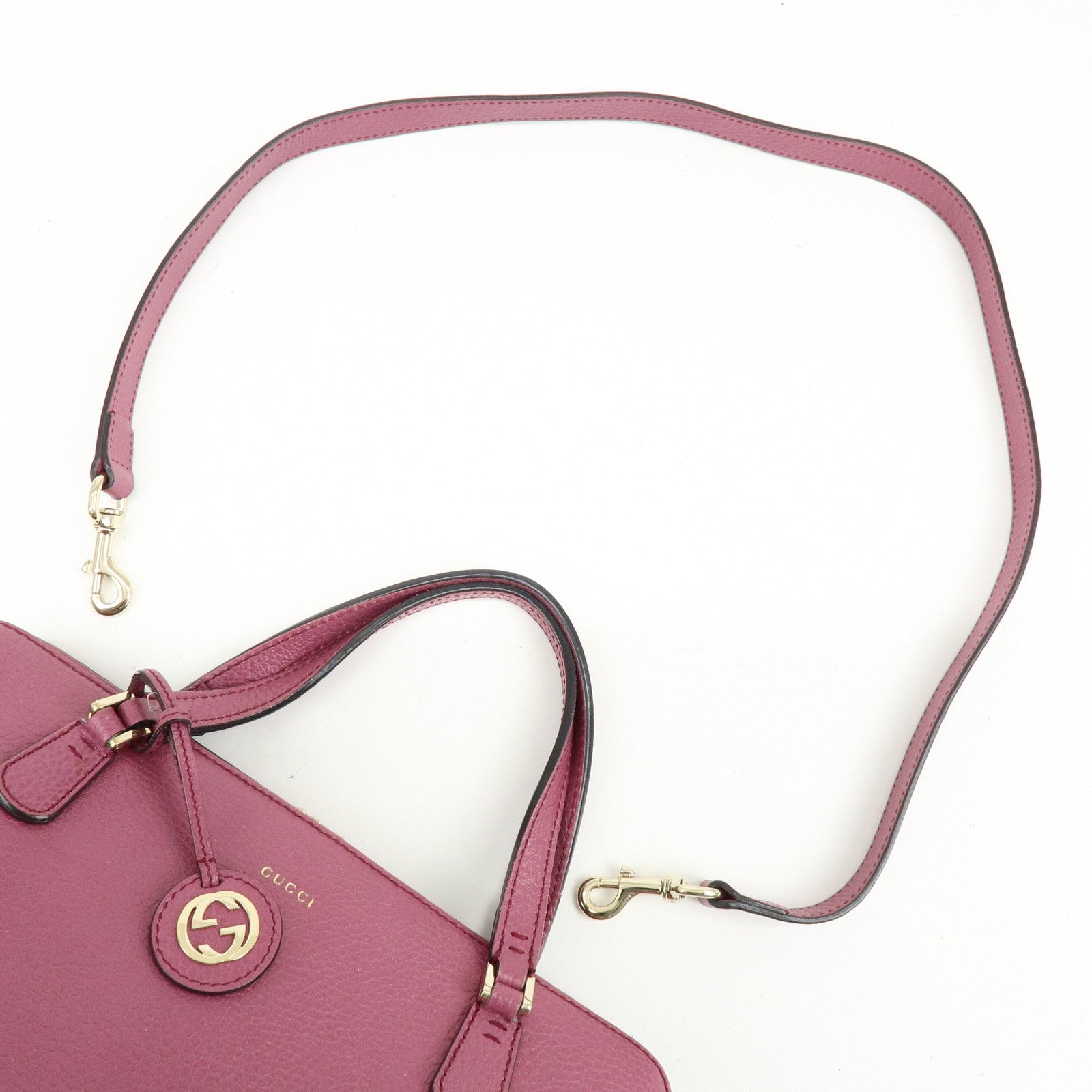 GUCCI Logo Leather 2Way Bag Hand Bag Shoulder Bag Pink 391987
