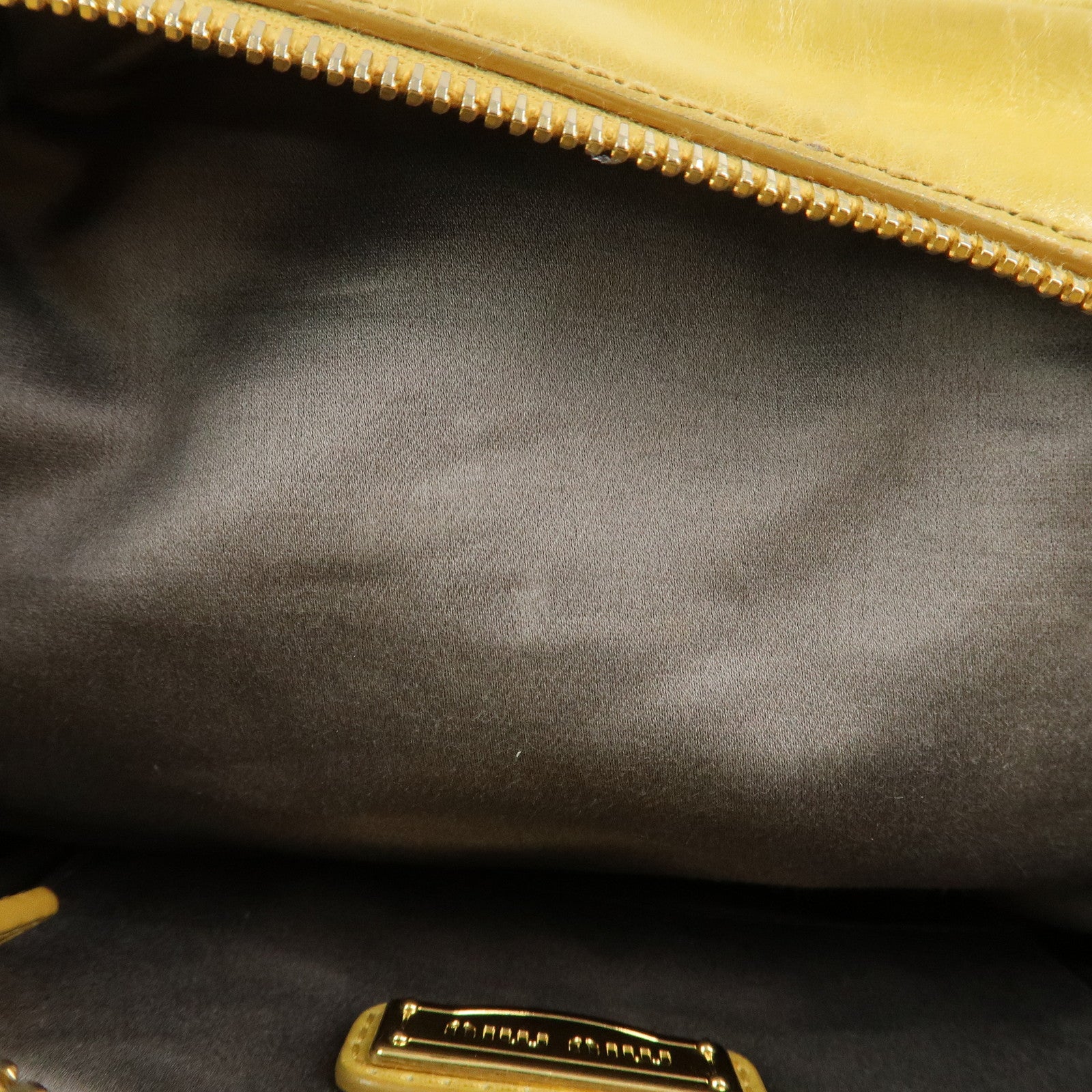 MIU MIU Logo Leather 2Way Bag Hand Bag Yellow