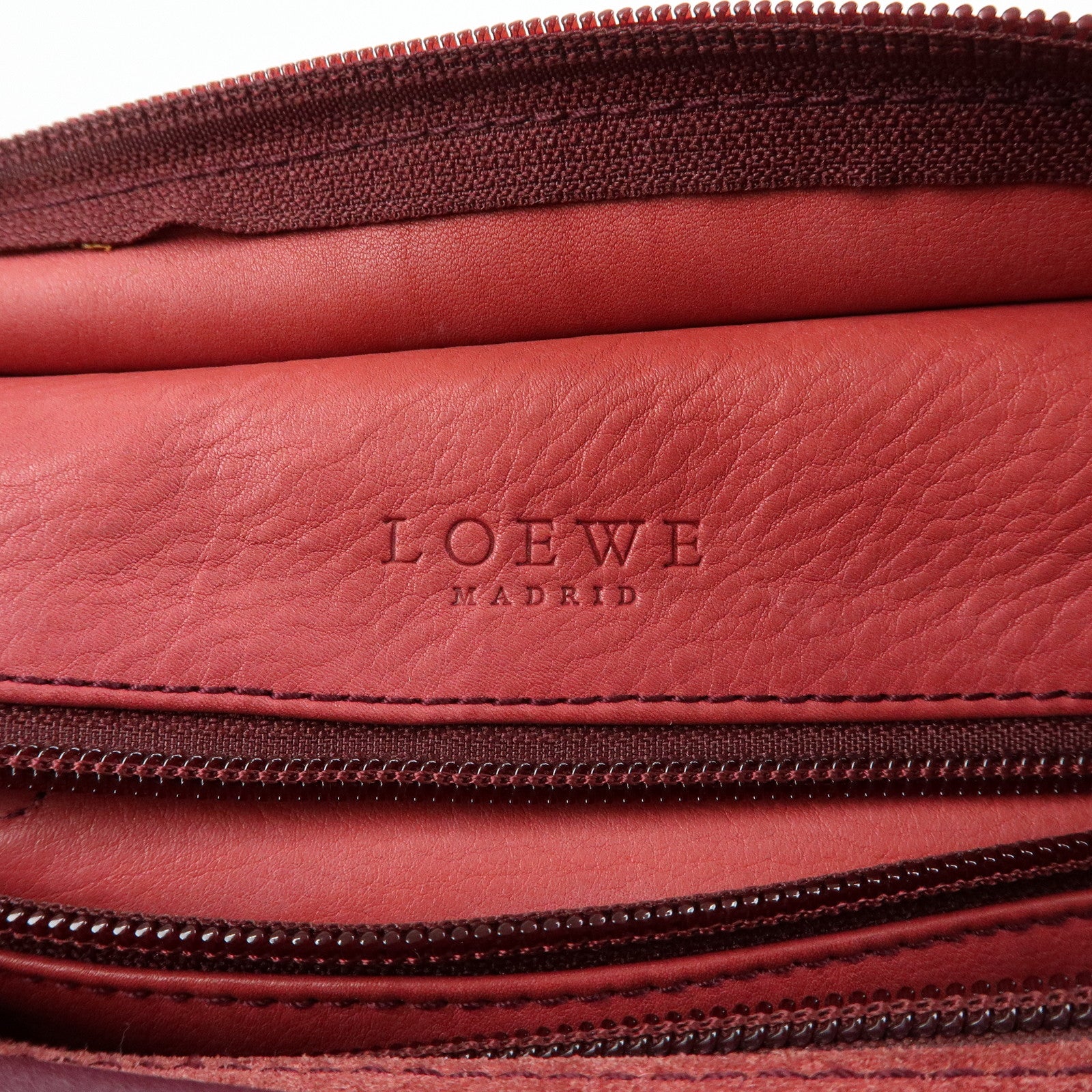 LOEWE Anagram Amazona 28 Suede Leather Hand Bag Red Bordeaux