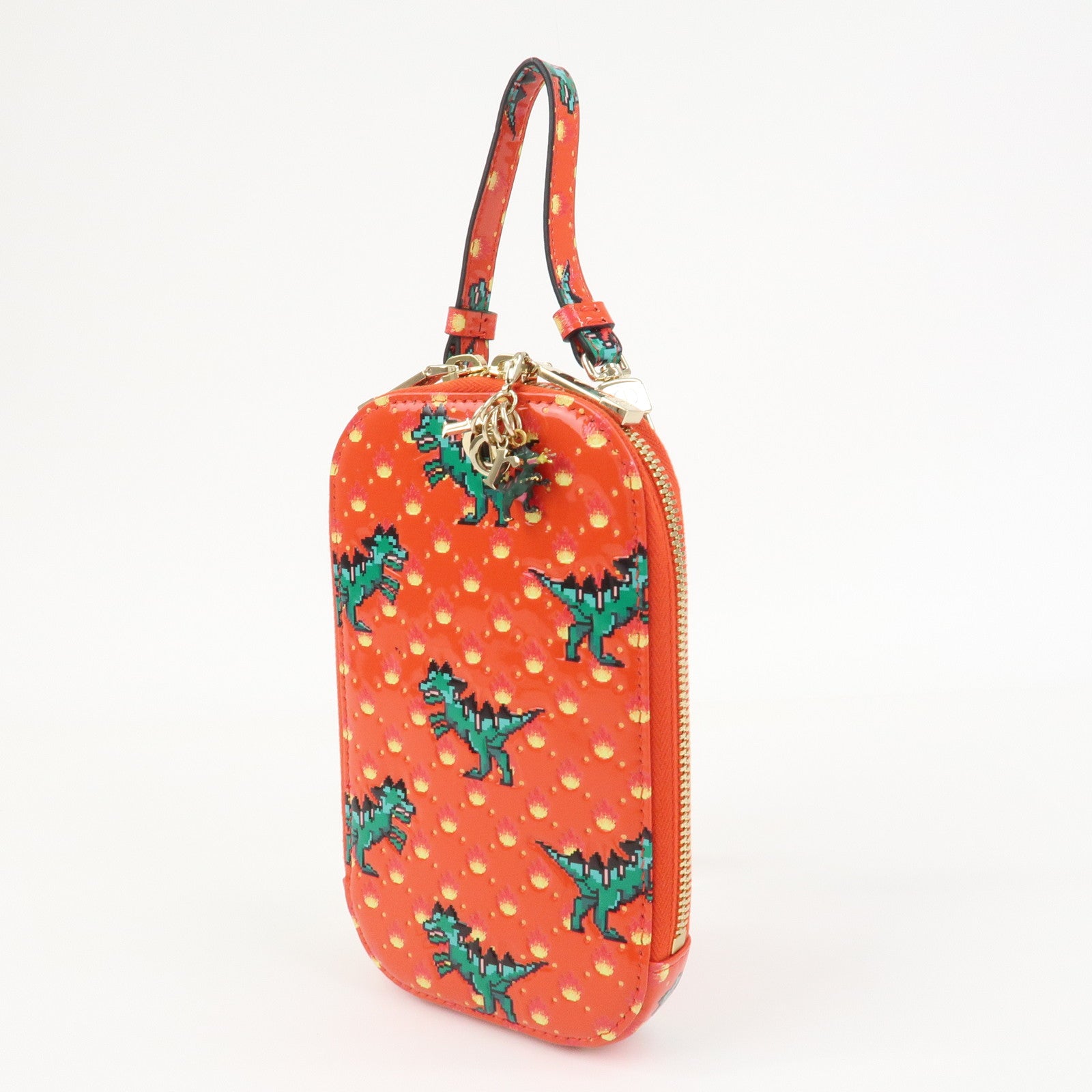 Christian Dior Dinosaur Motif Patent Leather Hand Bag Shoulder Bag