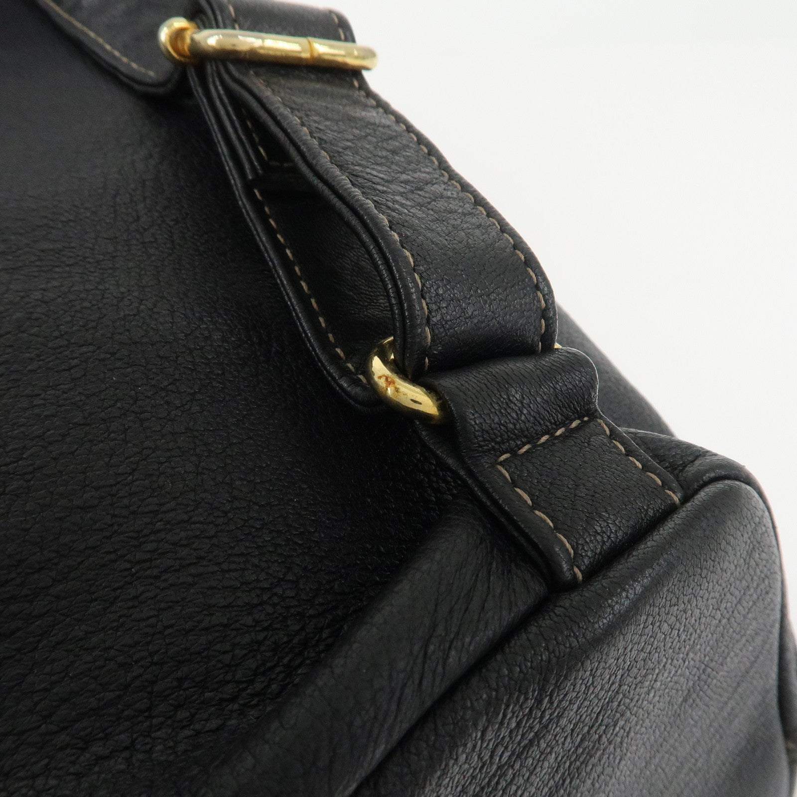 FENDI Logo Leather Backpack Rucksack Black 26063