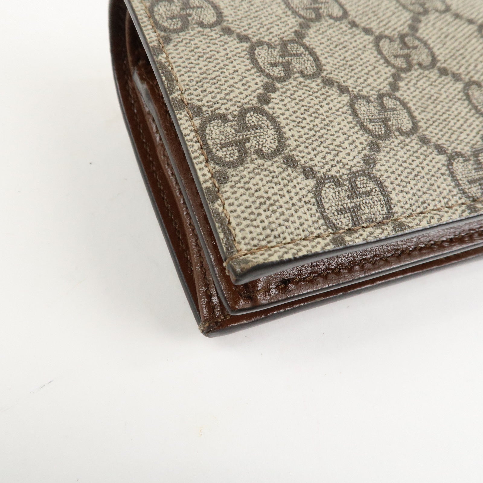 GUCCI GG Supreme Leather Heart Bi-fold Compact Wallet 648848 Used