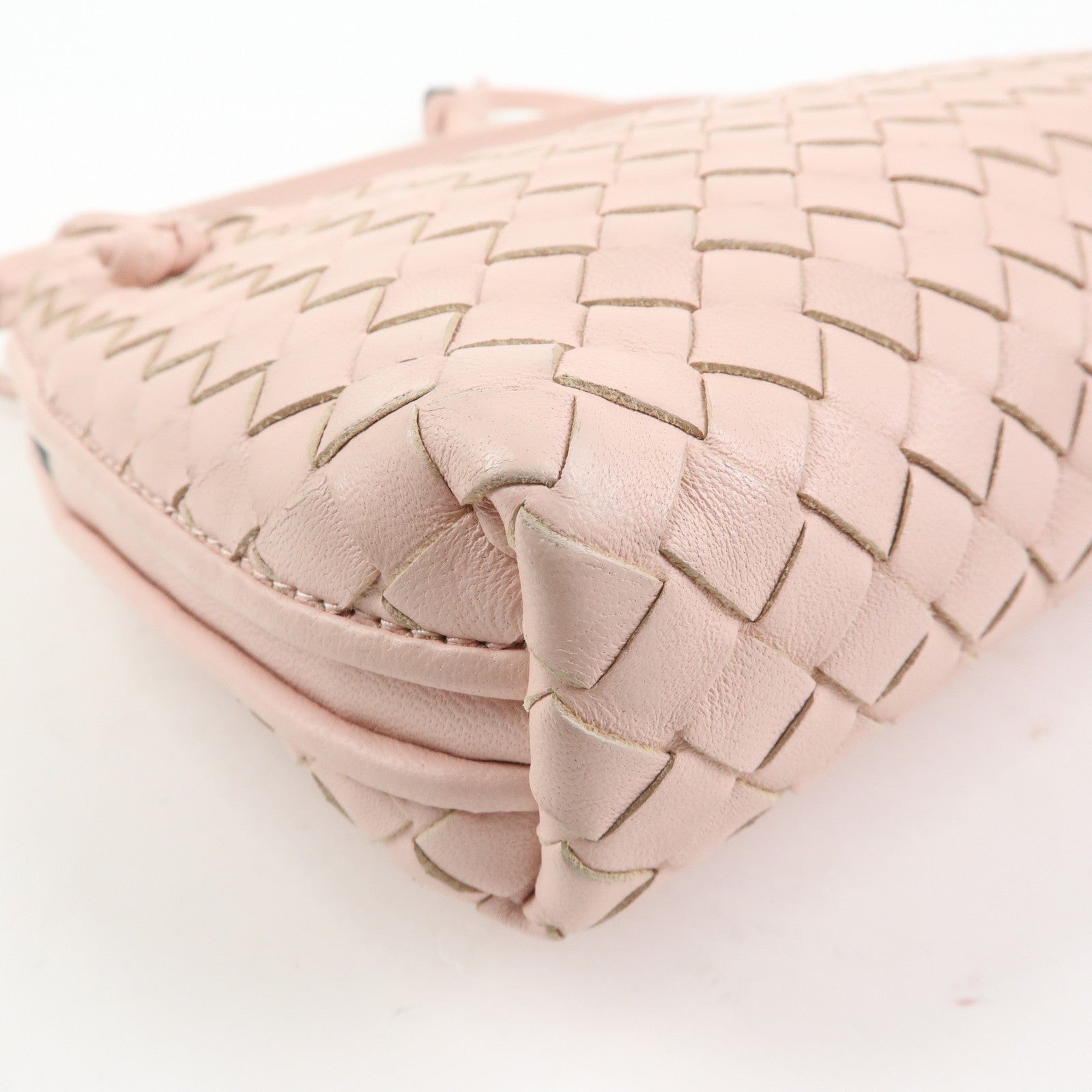 BOTTEGA VENETA Intrecciato Leather Shoulder Bag Pink 245354
