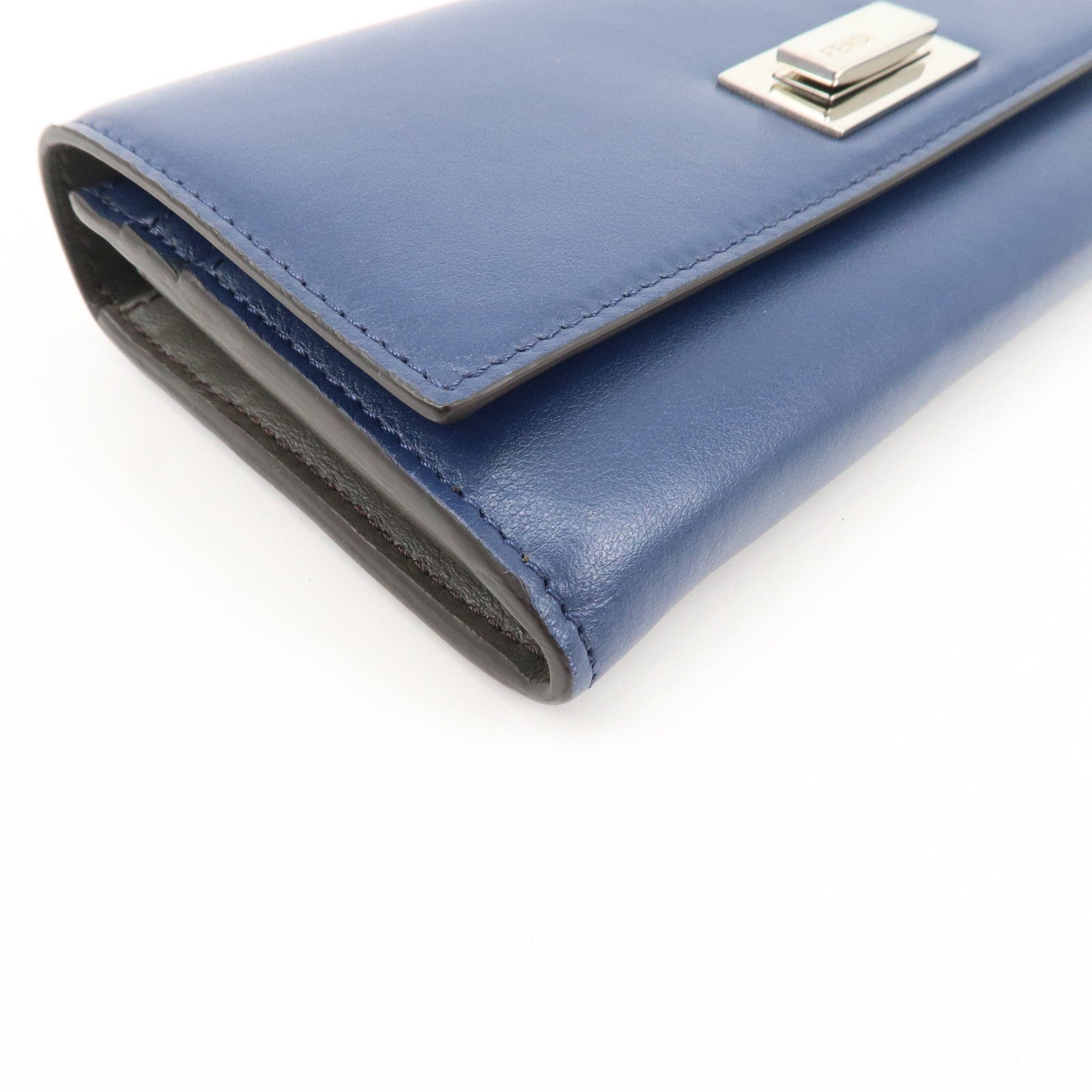 FENDI Peekaboo Leather Bi-fold Continental Wallet Long Wallet 8M0377 Used