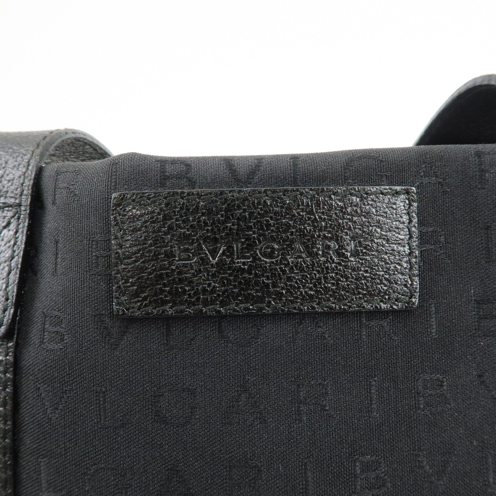 BVLGARI Logomania Canvas Leather Tote Bag Shoulder Bag Black