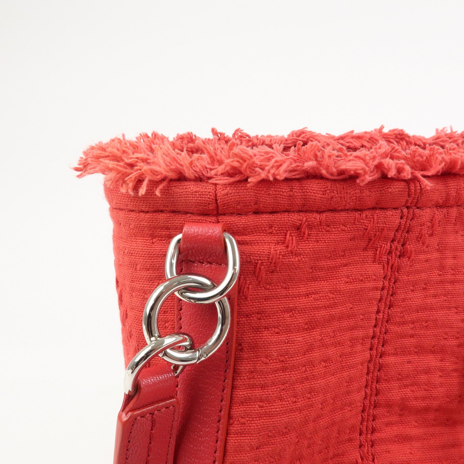 CHANEL COCO Mark Canvas Calf Leather Shopping Bag Large Red A57168