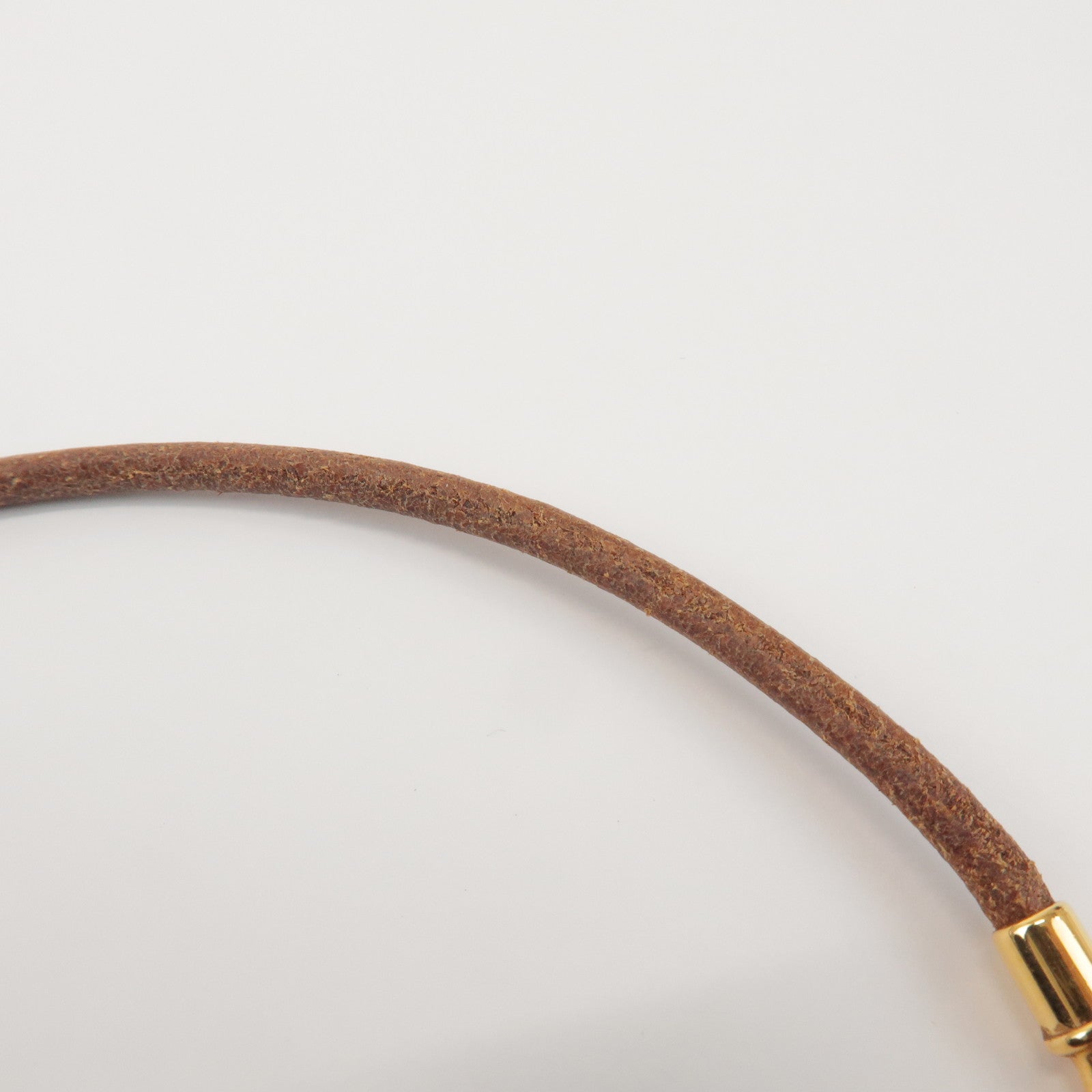 HERMES Jumbo Choker Leather Metal Bracelet Brown Gold