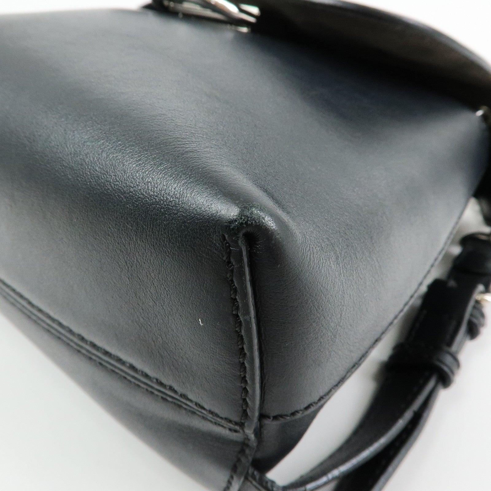 FENDI Bag to School Leather 2Way Bag Hand Bag Shoulder Bag Black