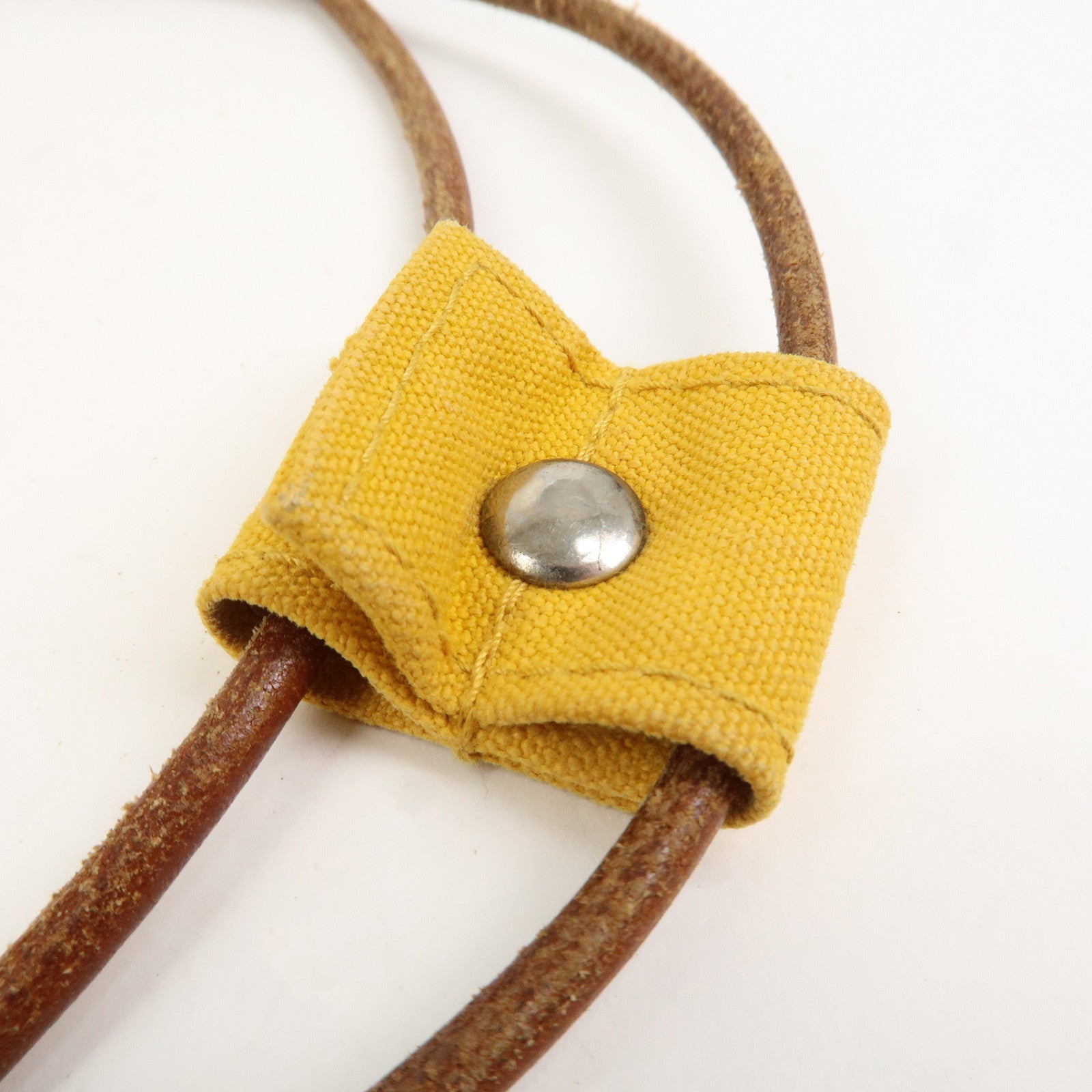 HERMES Canvas Leather Porochon Mimil PM Drawstring Backpack Yellow