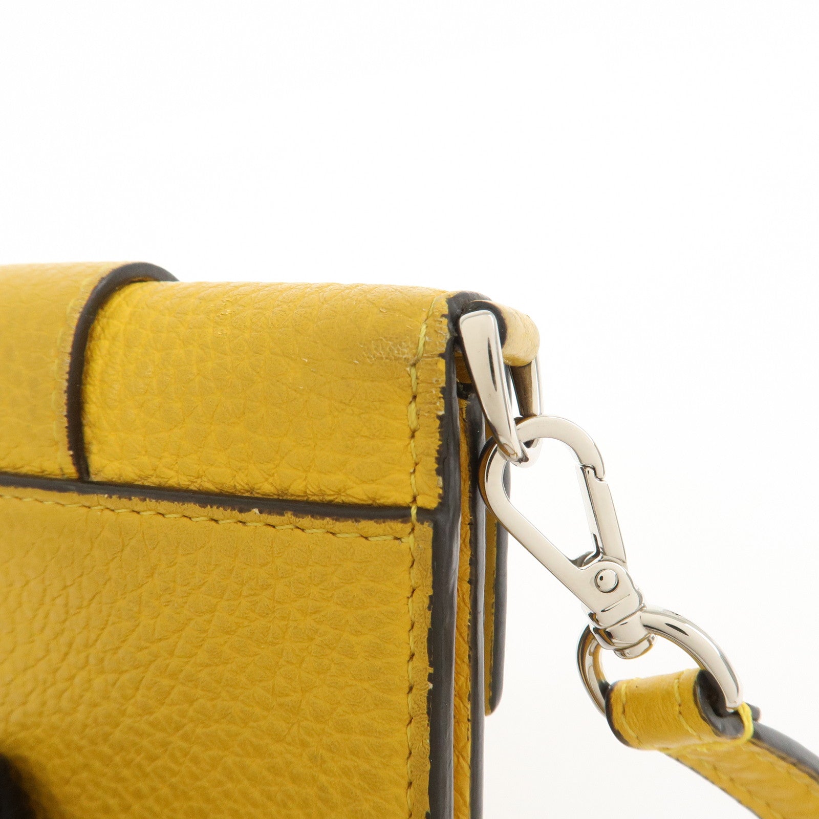 FENDI Micro Flat Baguette Leather Mini Shoulder Bag Yellow