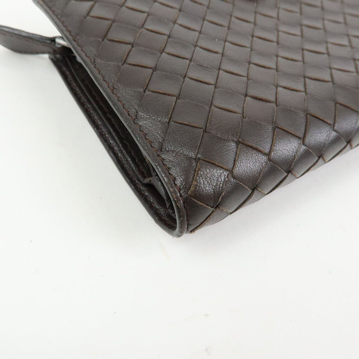 BOTTEGA VENETA Intrecciato Leather Bi-fold Long Wallet Brown