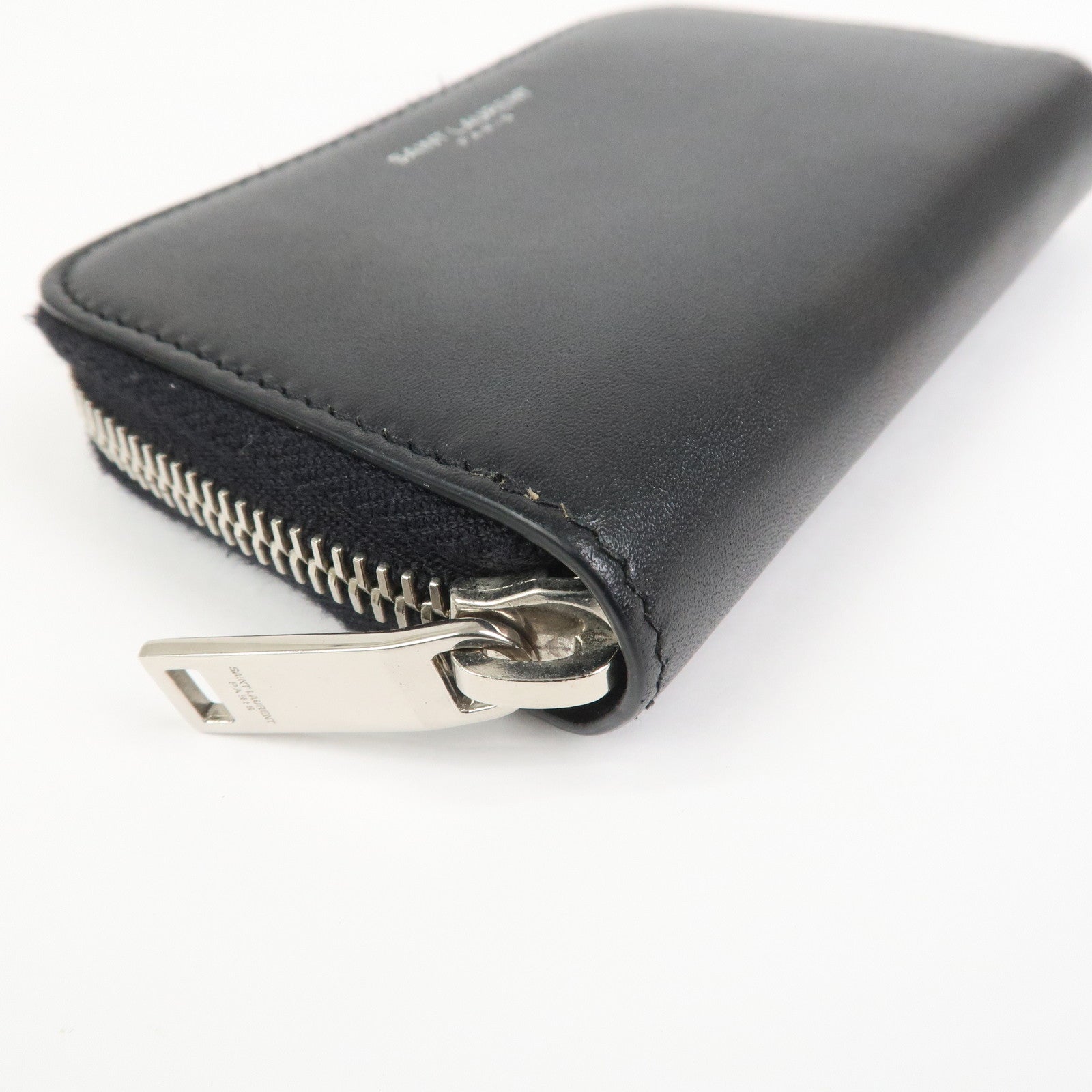SAINT LAURENT PARIS Leather Coin Case Coin Wallet Black 506522