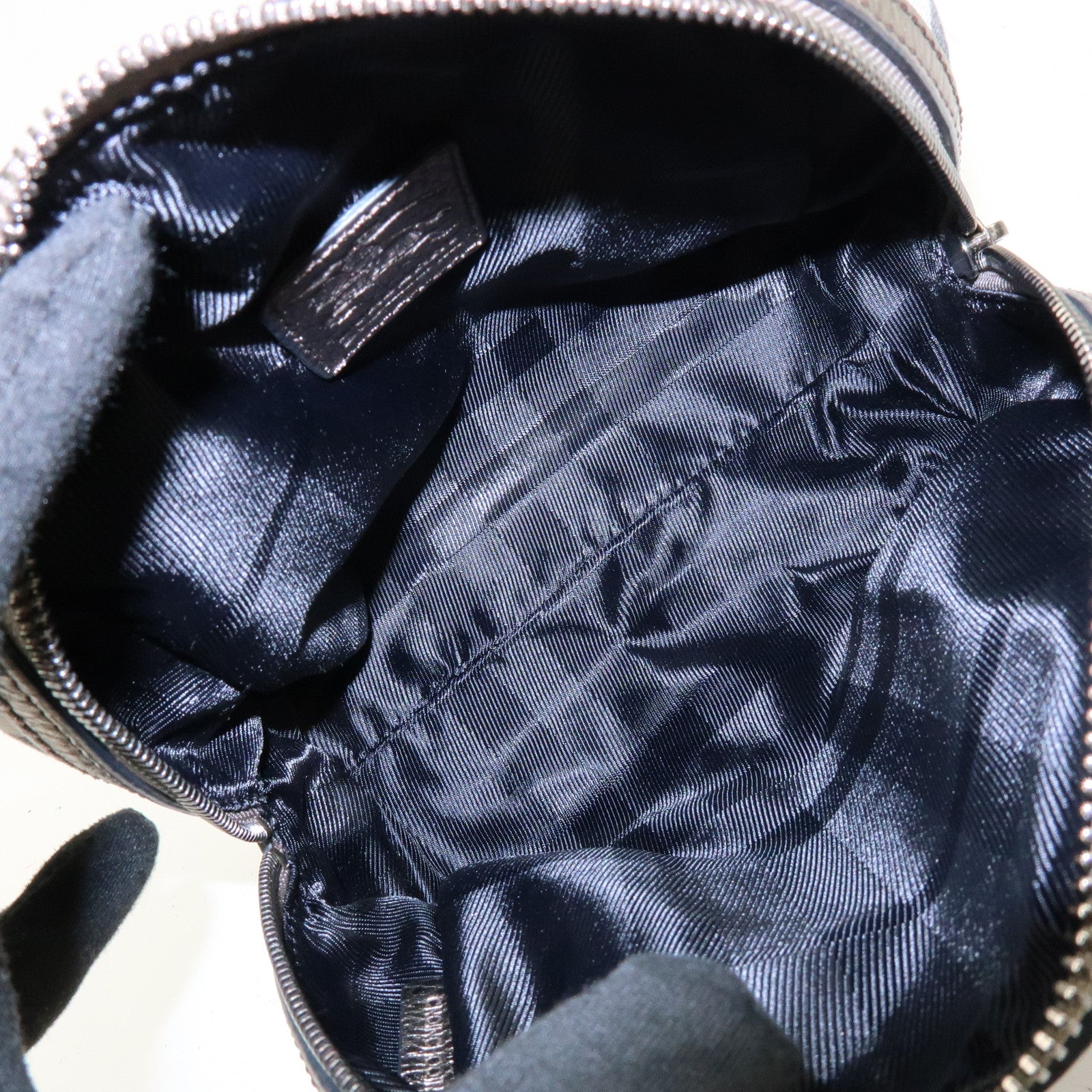 BURBERRY Plaid Canvas Leather Hand Bag Gray Champagne Gold