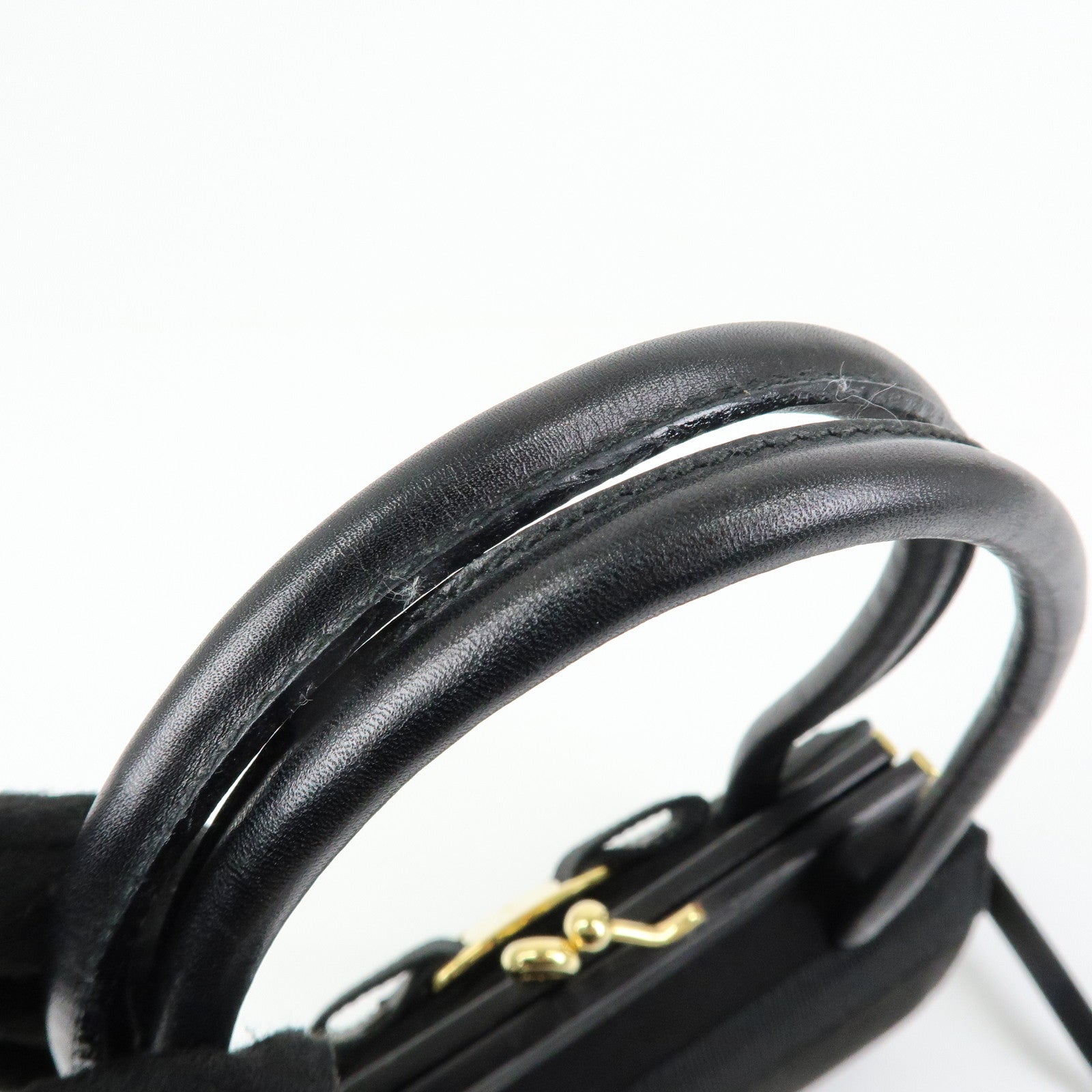 Ferragamo Varra Ribbon Suede Leather 2Way Bag Hand Bag Black