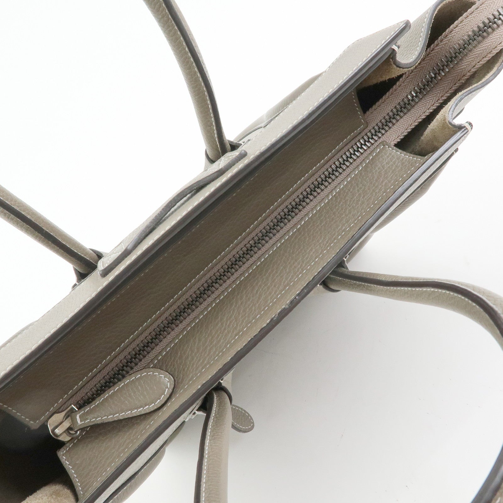 CELINE Luggage Micro Shopper Calf Leather Hand Bag Gray