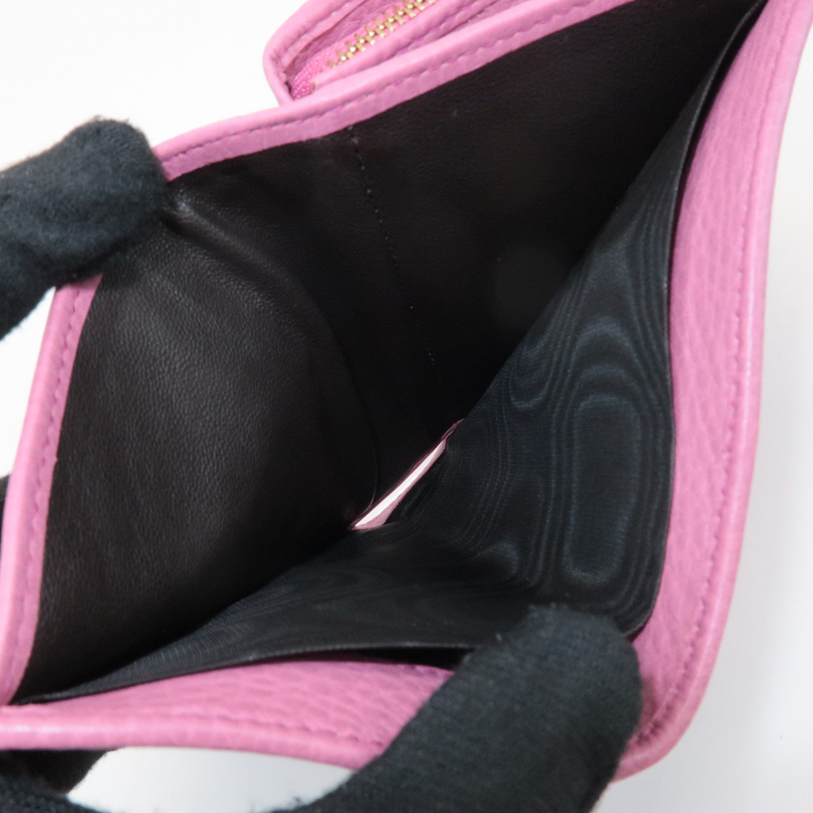 GUCCI Bamboo Leather Tri- Fold Wallet Pink 257017 Used