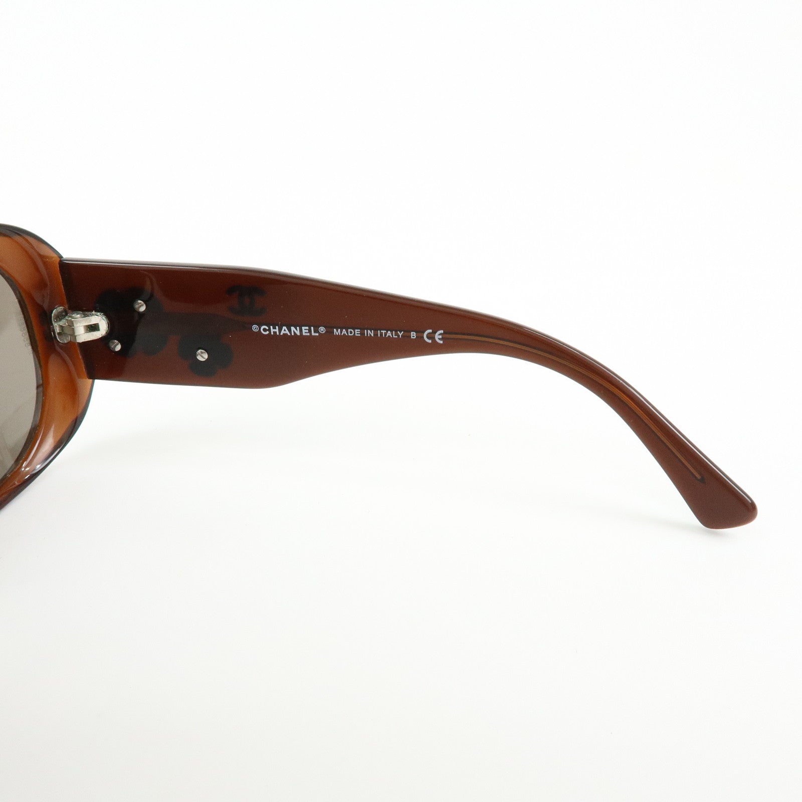 CHANEL Camellia Plastic Sunglasses Brown 5113-A56□16