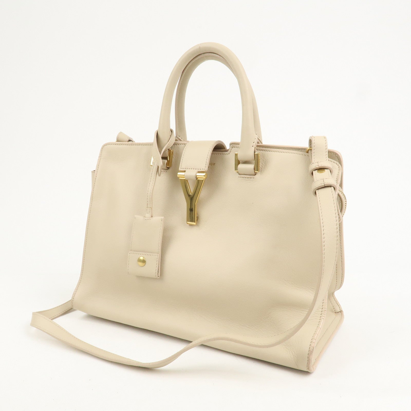SAINT LAURENT PARIS Leather Petit Cabas Y 2WAY Bag Beige 311210