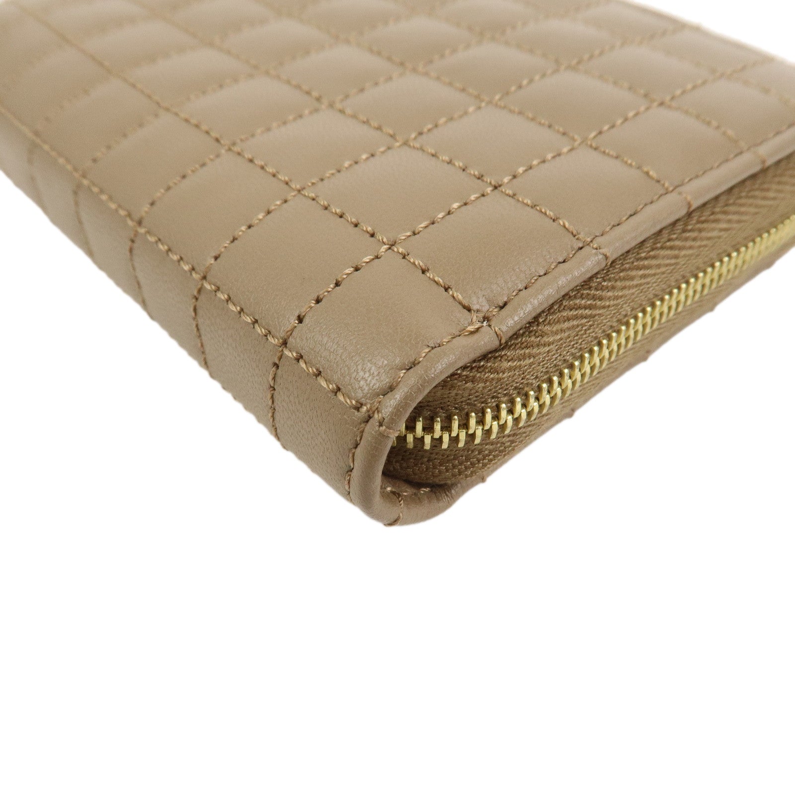 CELINE Leather Compact Zippy Wallet Card Case Coin Case Brown