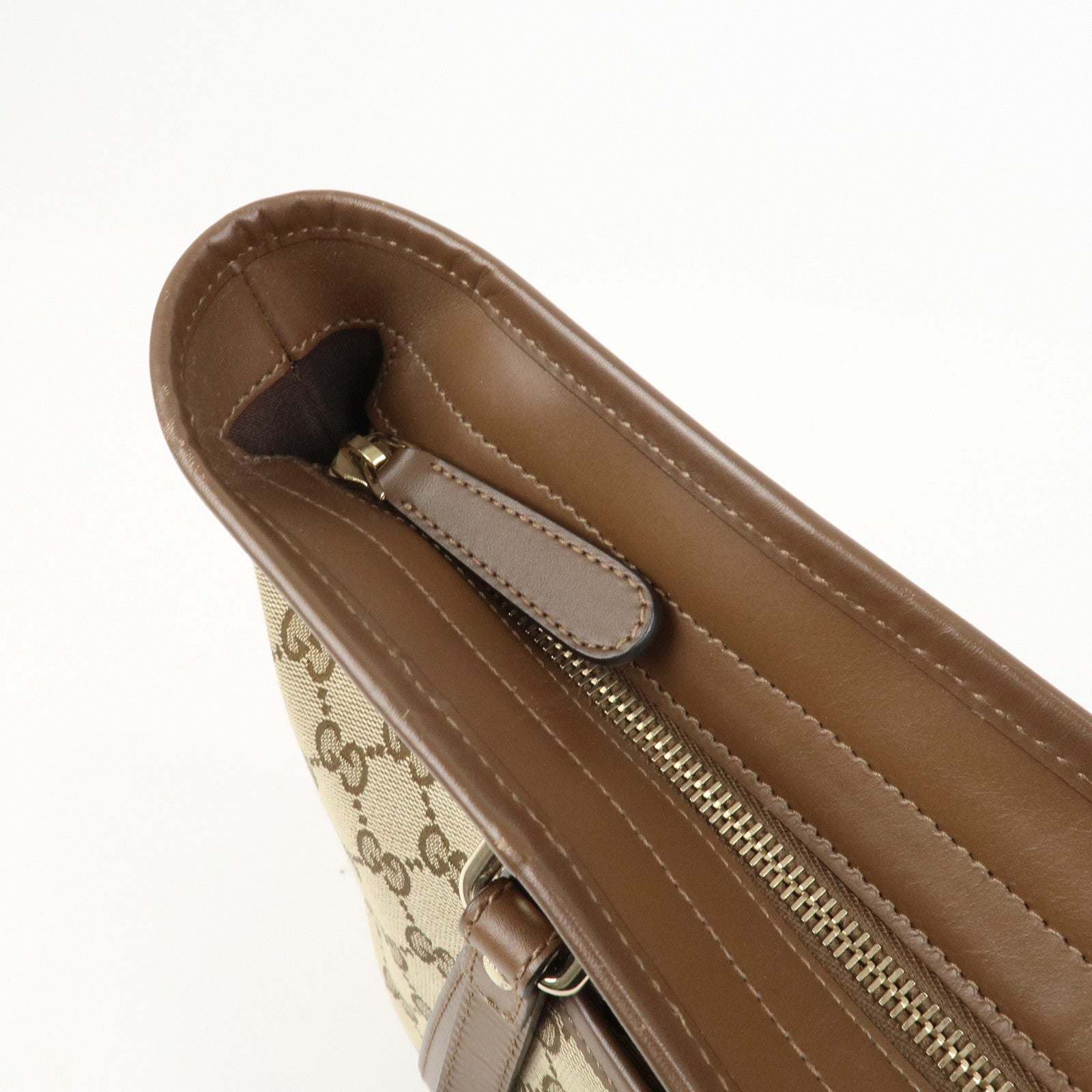 GUCCI GG Monogram Canvas Leather 2Way Tote Bag Beige Brown 388929