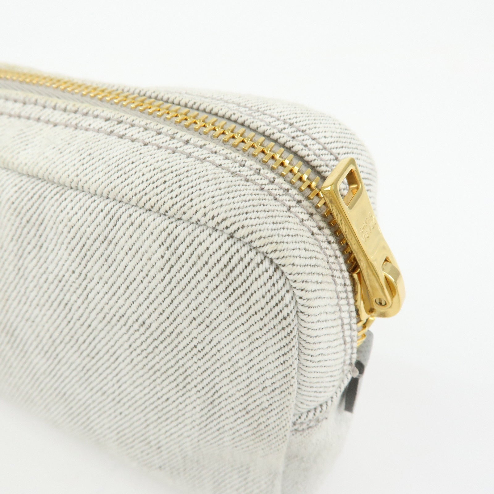 PRADA Triangle Logo Canvas Cosmetic Pouch Accessory Pouch Gray