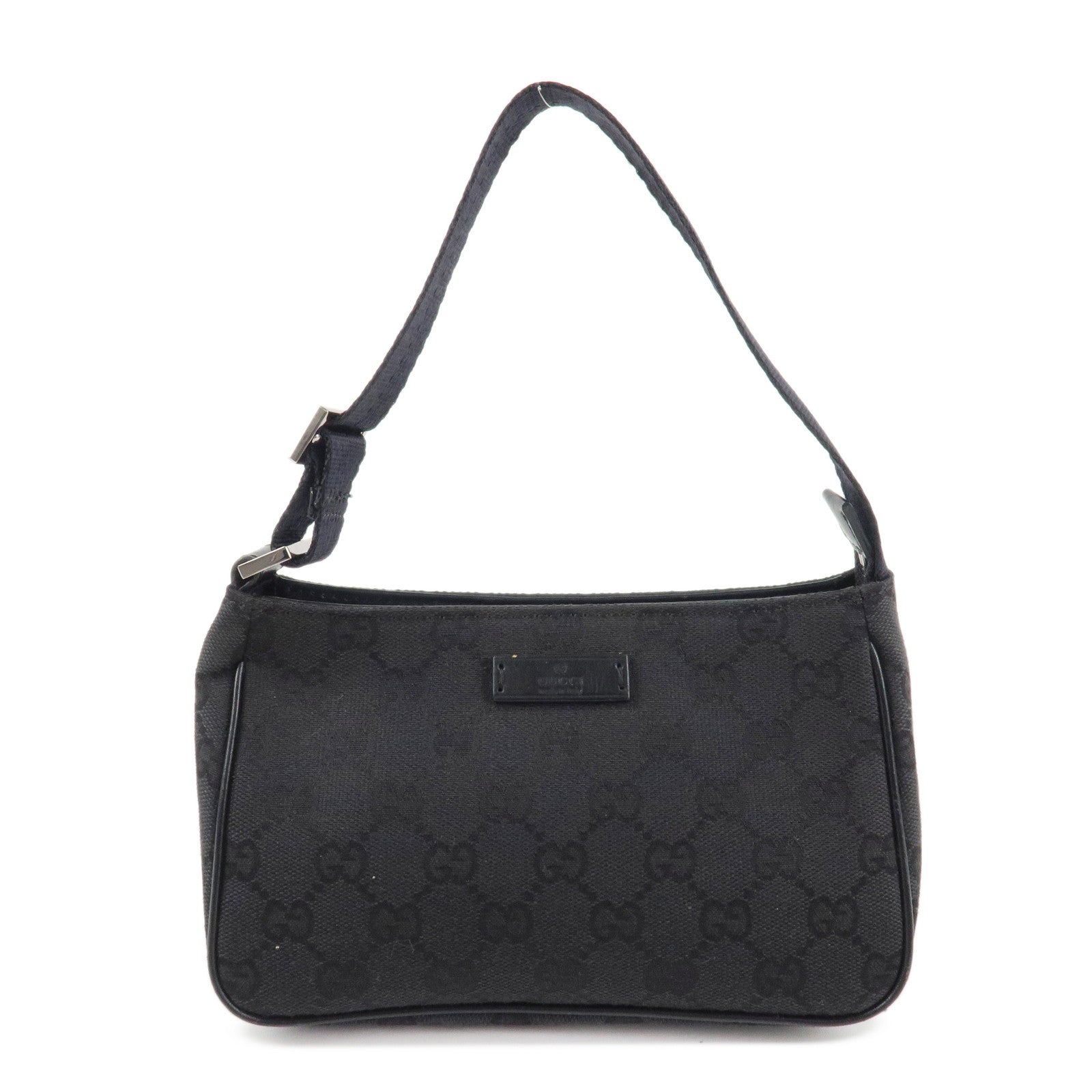 GUCCI GG Canvas Leather Mini Handbag Pouch Black 106644 Used