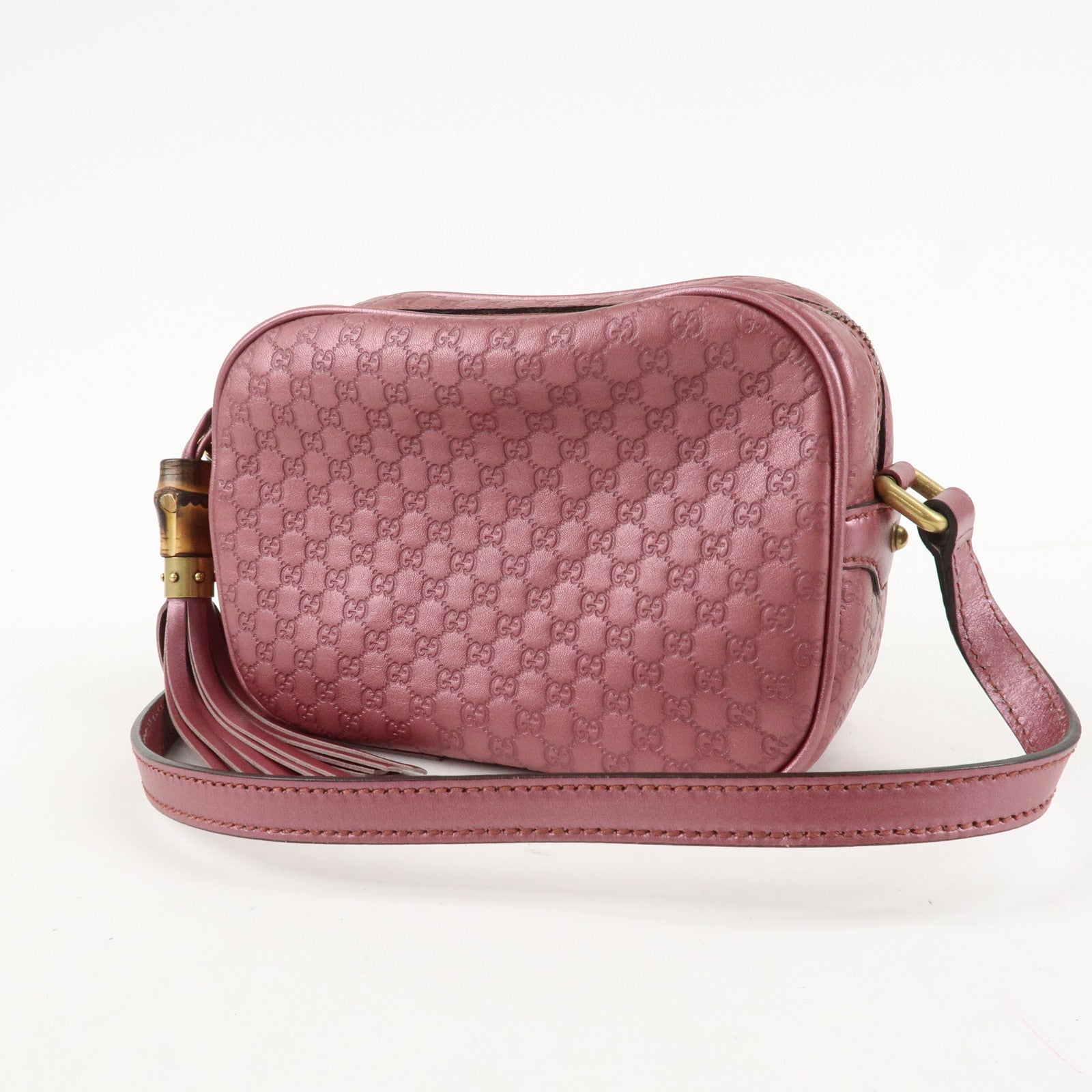 GUCCI Micro Guccissima Leather Shoulder Bag Metallic Pink 309538 Used